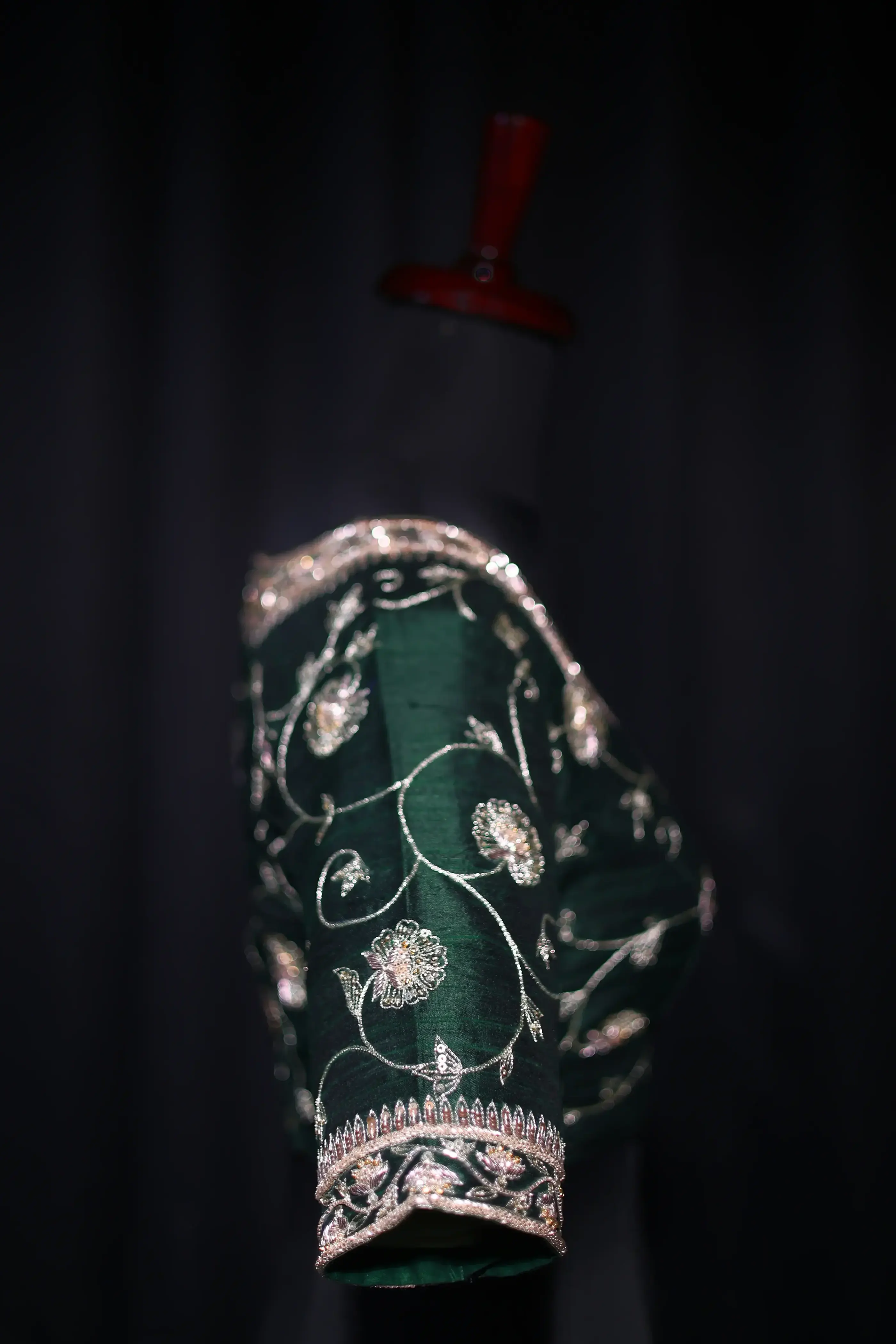 Bottle Green Raw Silk Blouse For Women Jaal Style Party wear