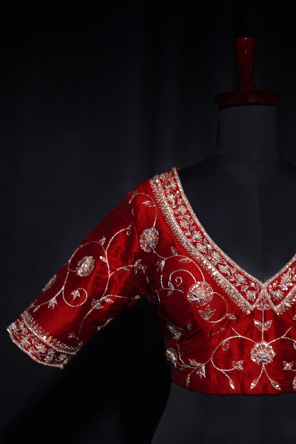 Maroon Raw Silk Blouse For Women Jaal Style Party wear