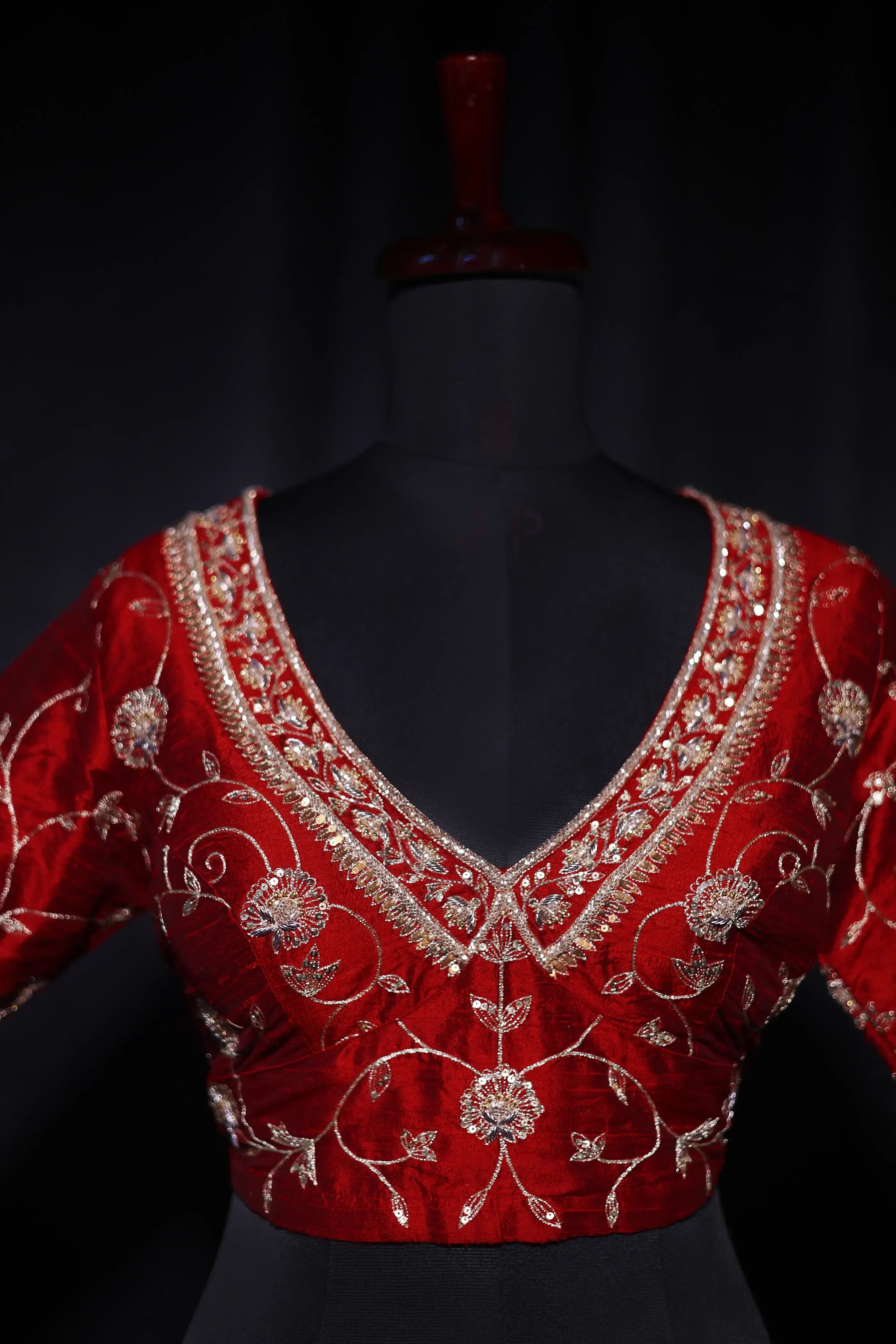 Maroon Raw Silk Blouse For Women Jaal Style Party wear