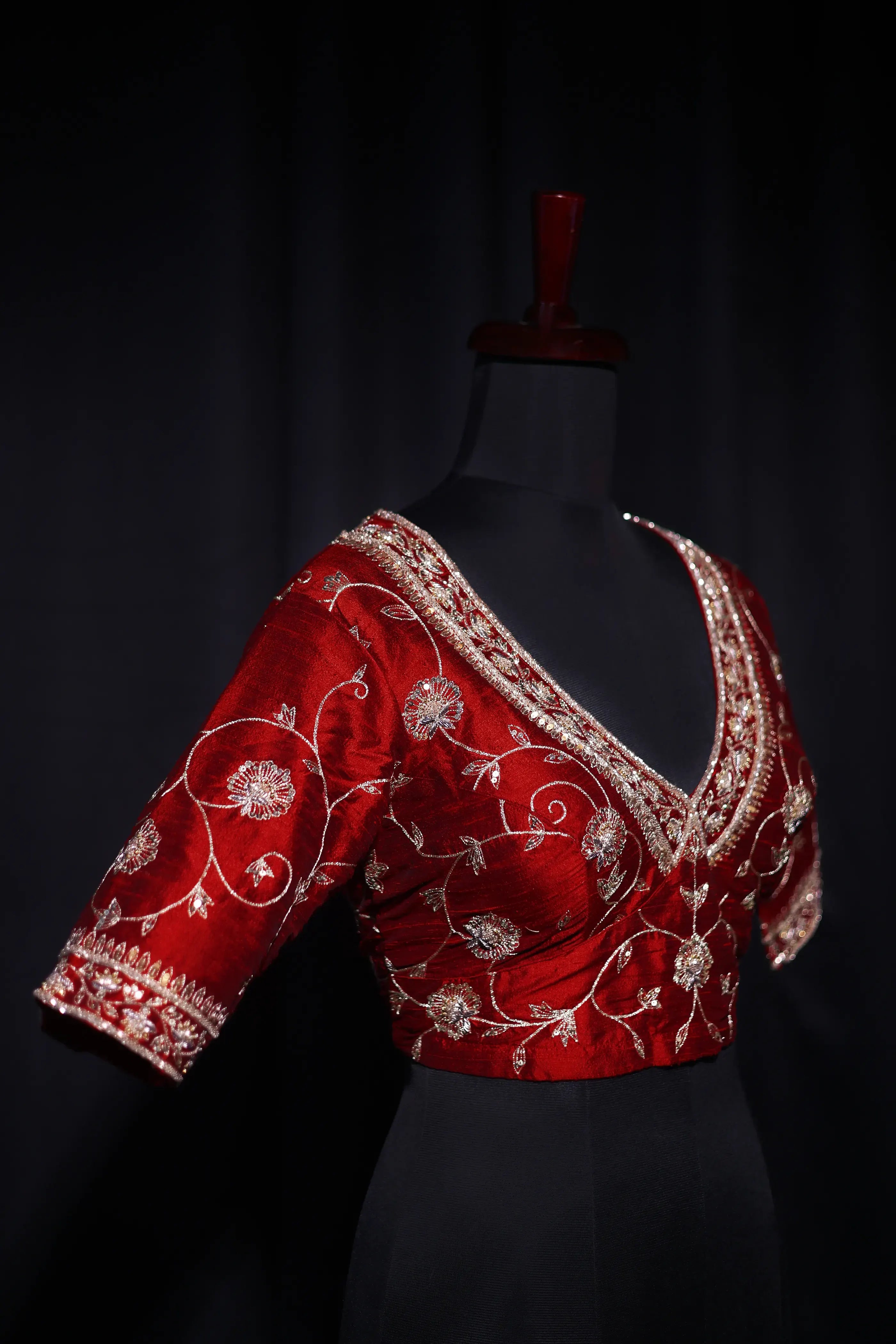 Maroon Raw Silk Blouse For Women Jaal Style Party wear