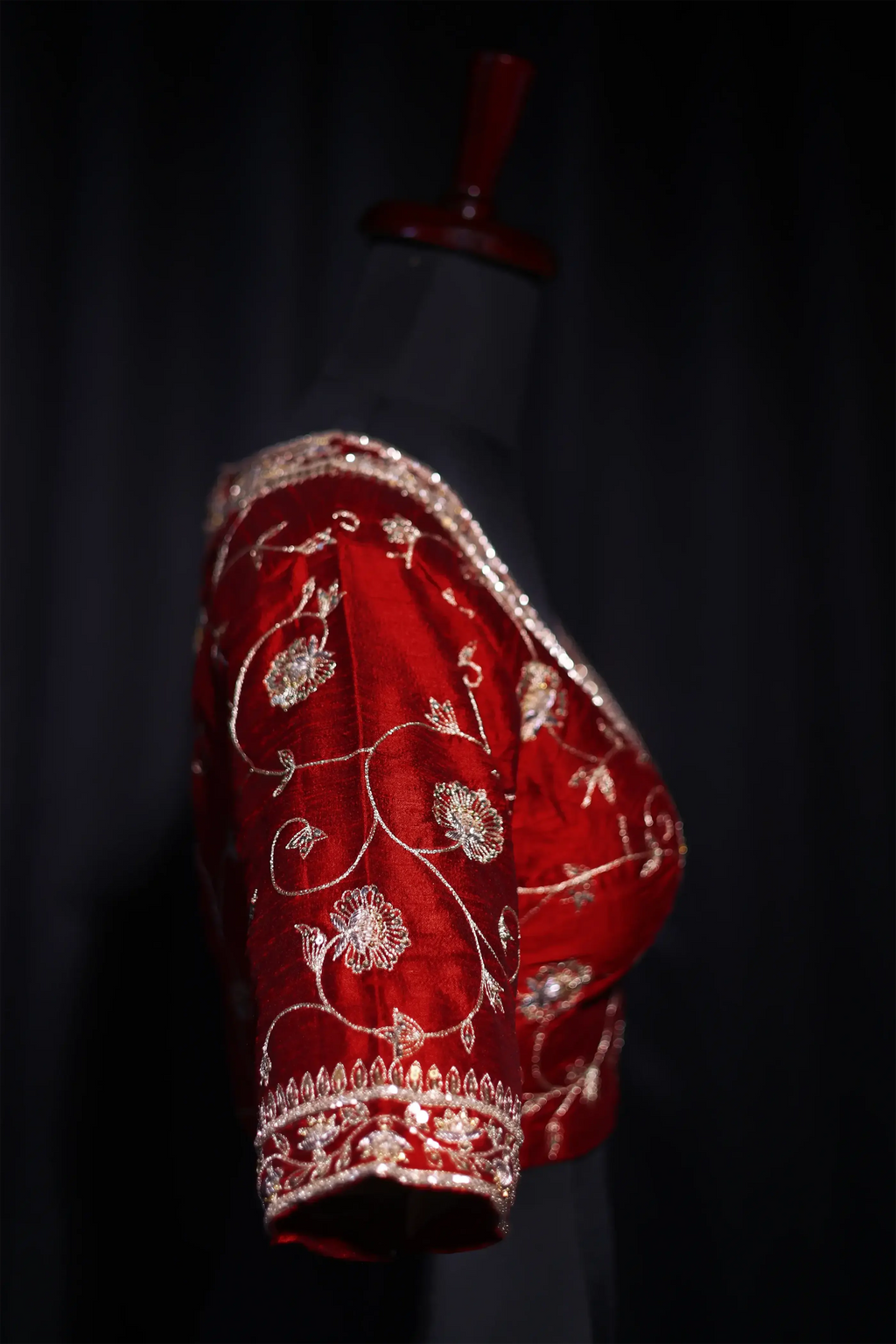 Maroon Raw Silk Blouse For Women Jaal Style Party wear