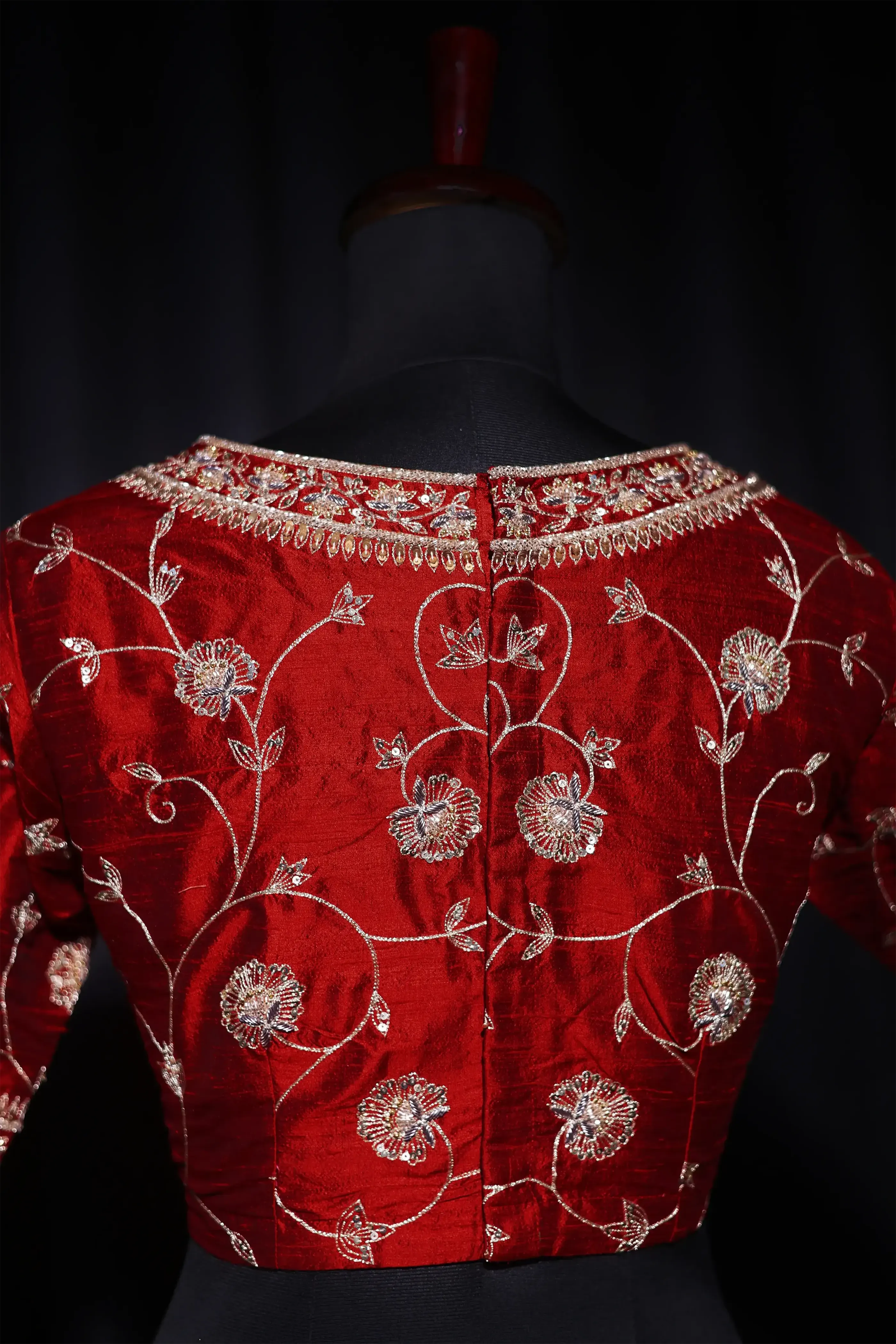 Maroon Raw Silk Blouse For Women Jaal Style Party wear