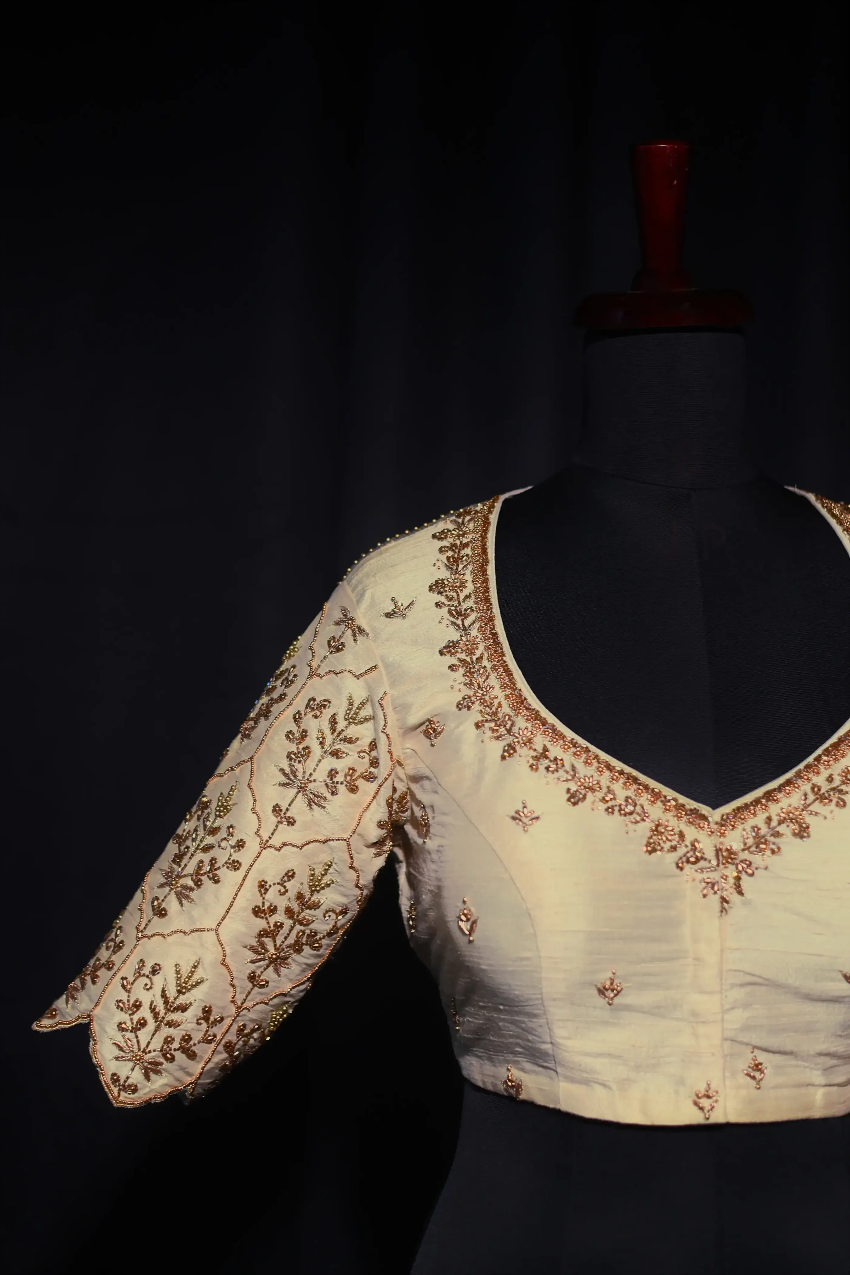 Offwhite Raw Silk Blouse For Women Jaal Style Party wear