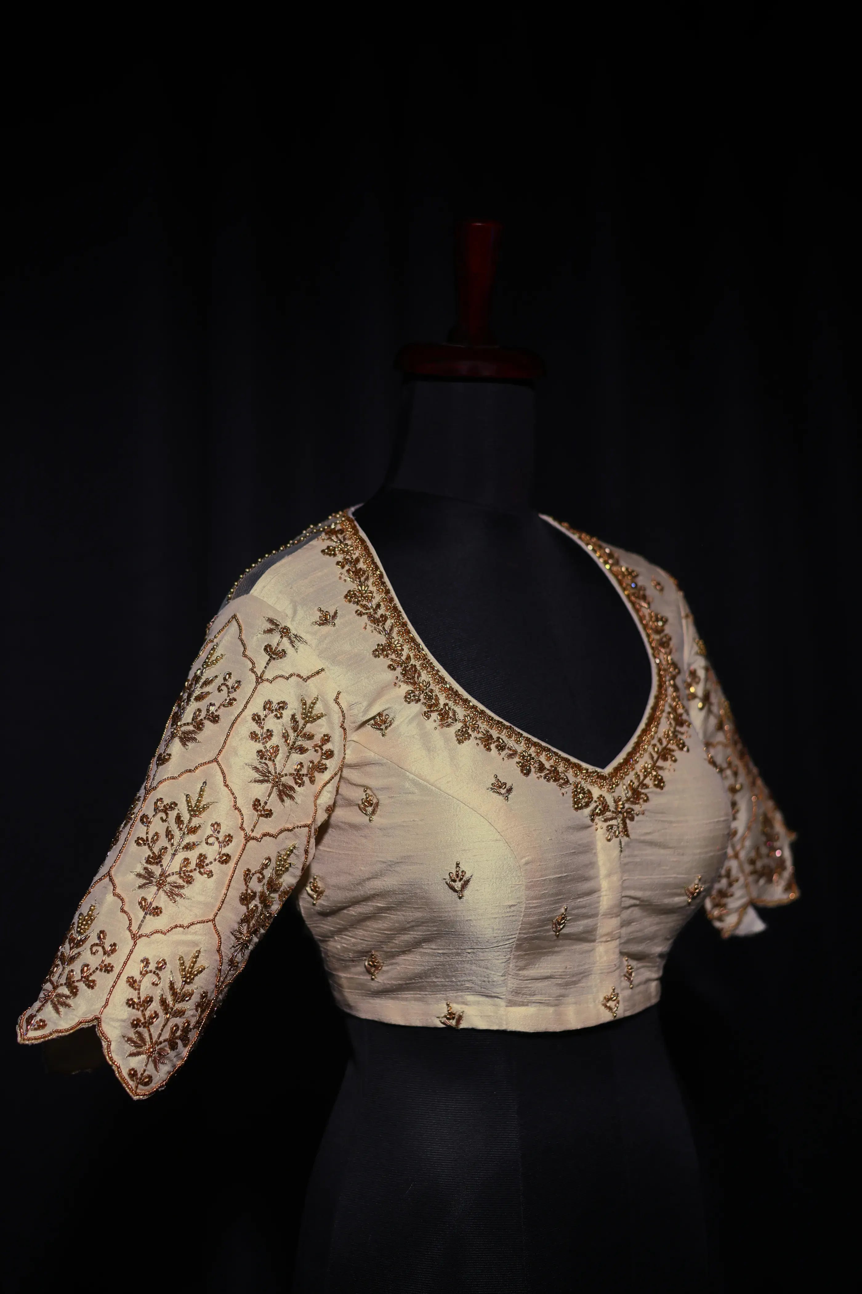 Offwhite Raw Silk Blouse For Women Jaal Style Party wear