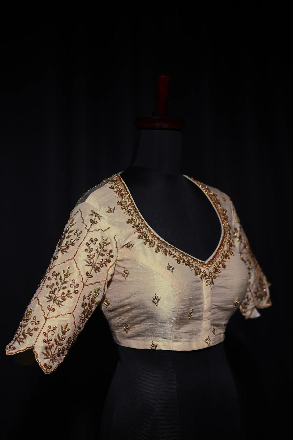 Offwhite Raw Silk Blouse For Women Jaal Style Party wear