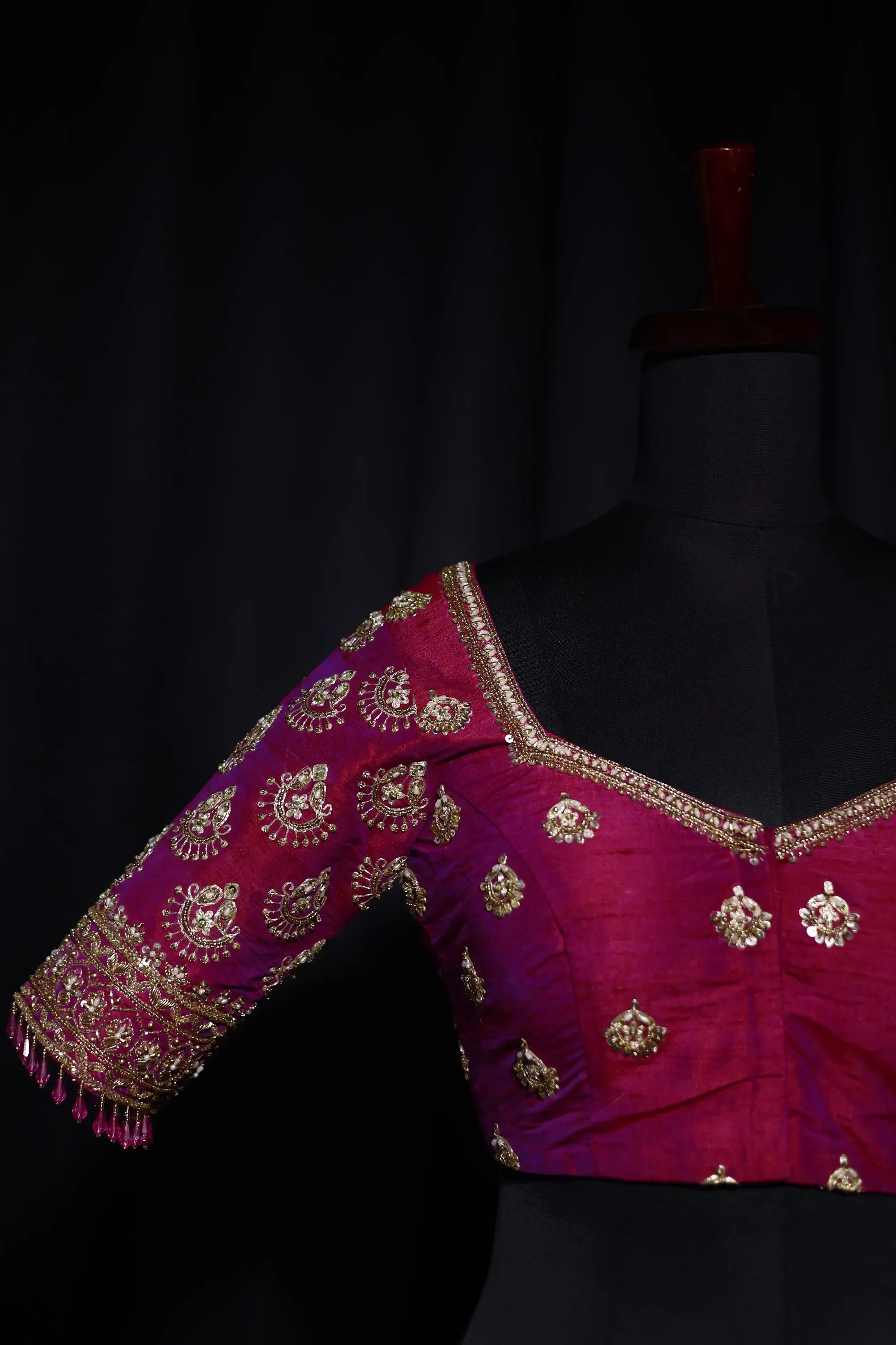 Magenda Dual Tone Raw Silk Blouse For Women Jaal Style Party wear