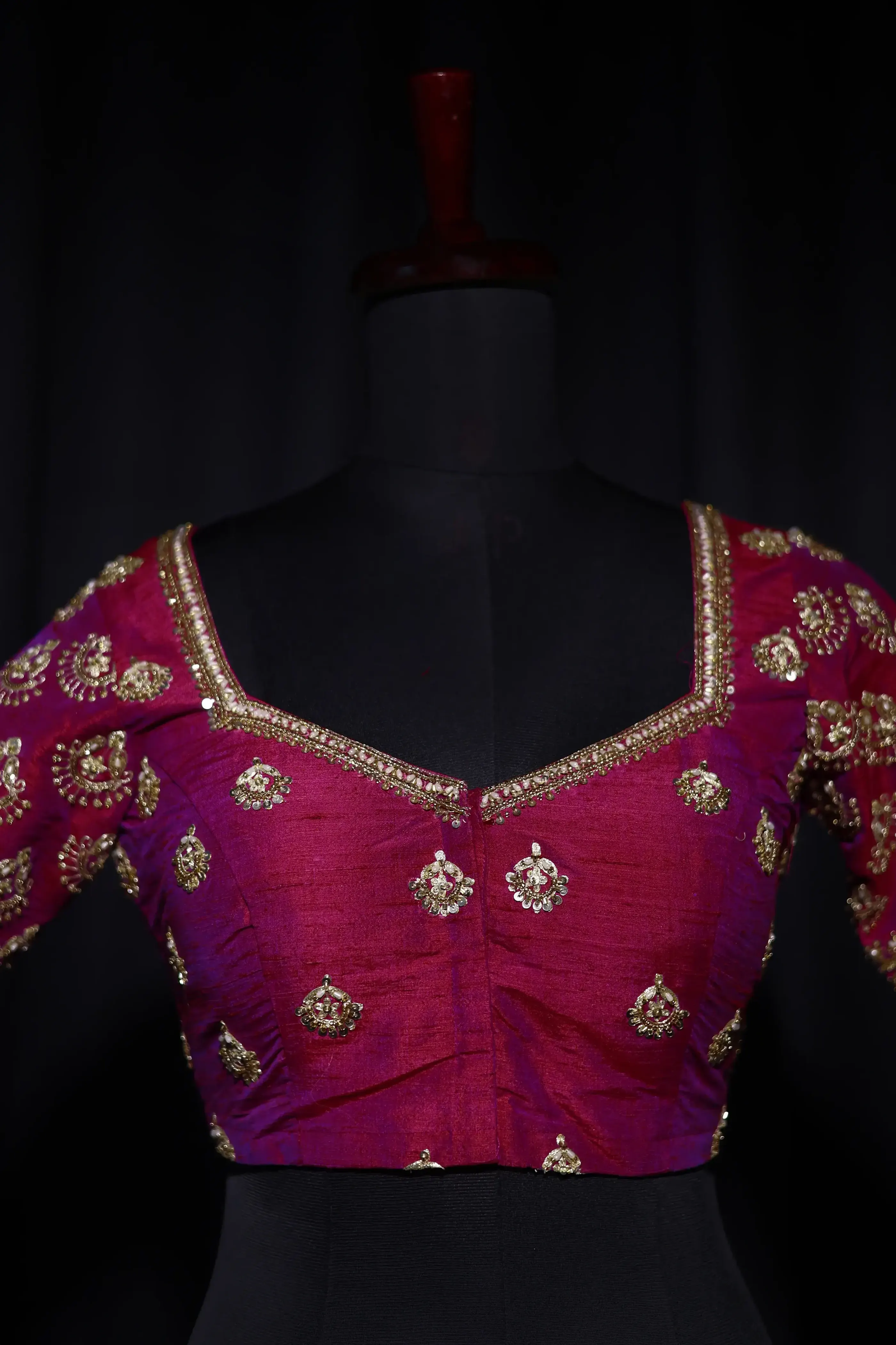 Magenda Dual Tone Raw Silk Blouse For Women Jaal Style Party wear