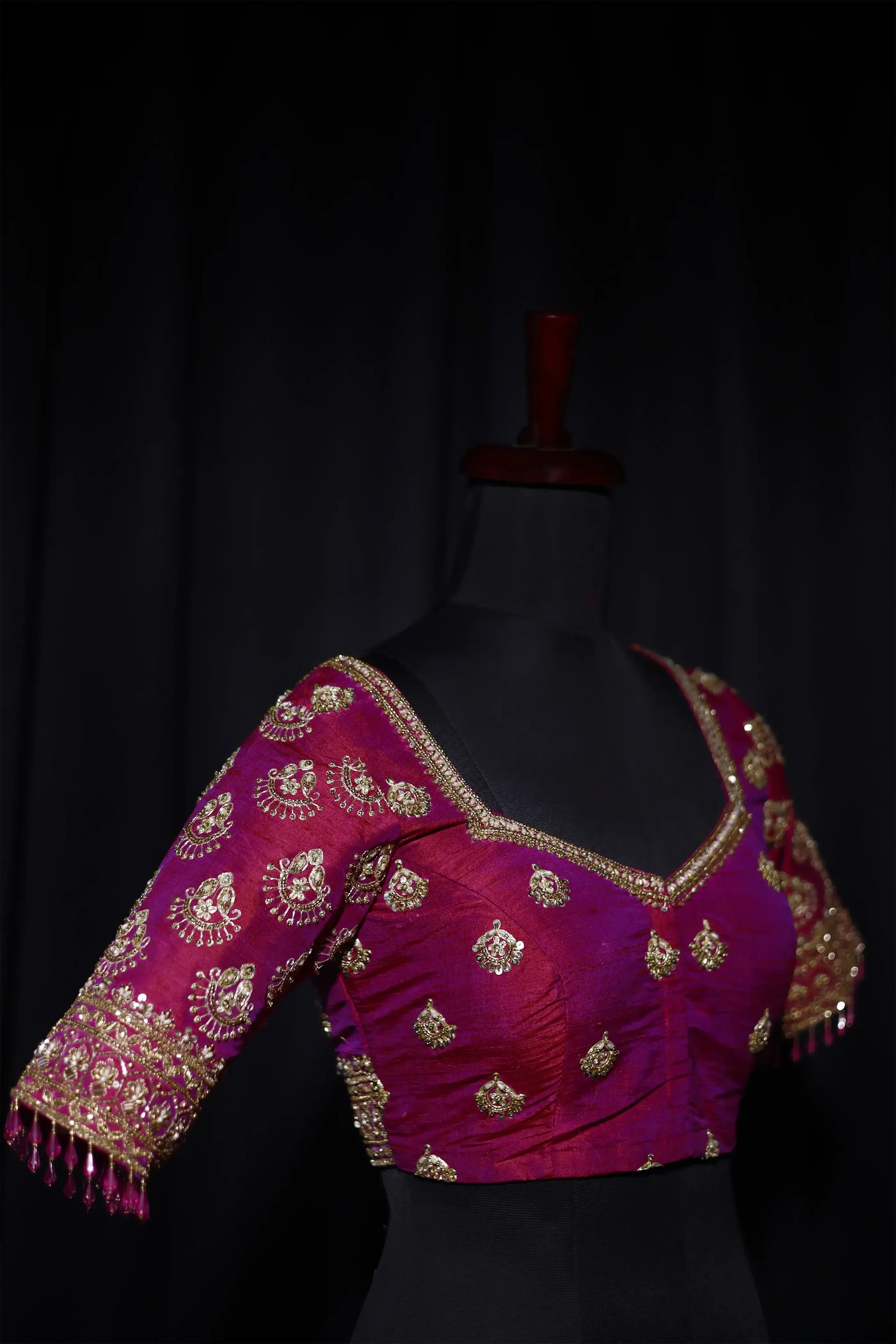 Magenda Dual Tone Raw Silk Blouse For Women Jaal Style Party wear