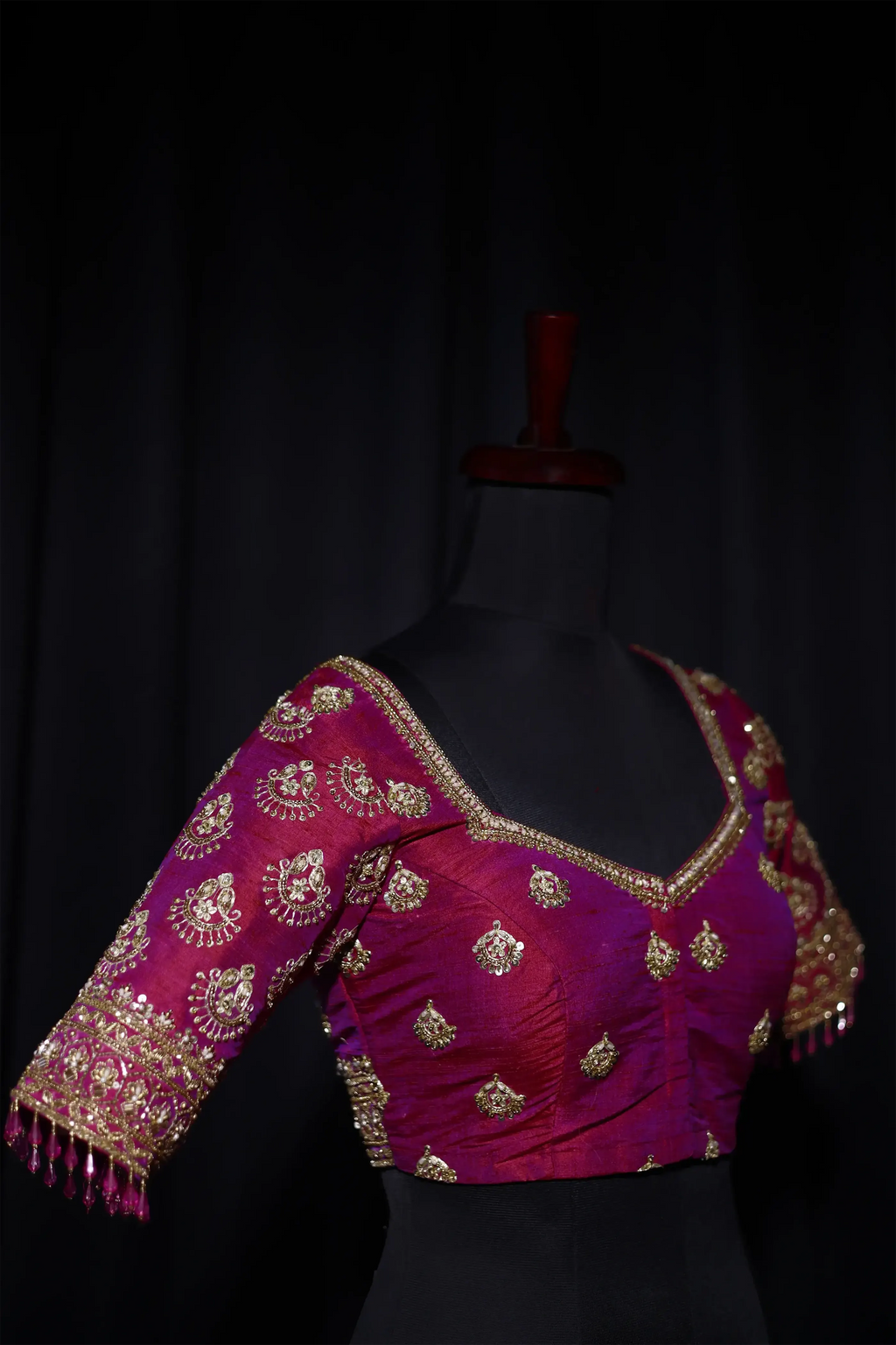 Magenda Dual Tone Raw Silk Blouse For Women Jaal Style Party wear