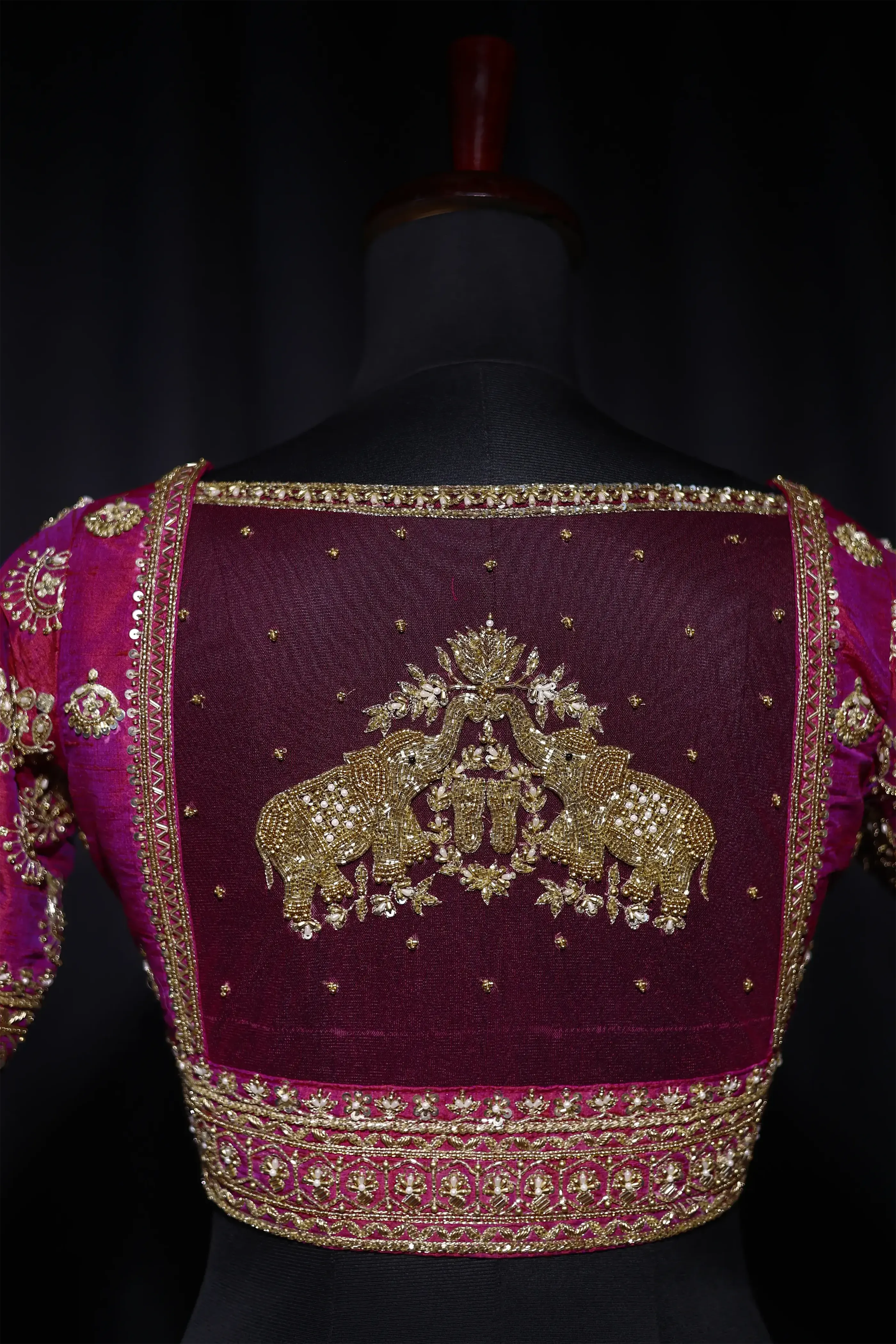 Magenda Dual Tone Raw Silk Blouse For Women Jaal Style Party wear