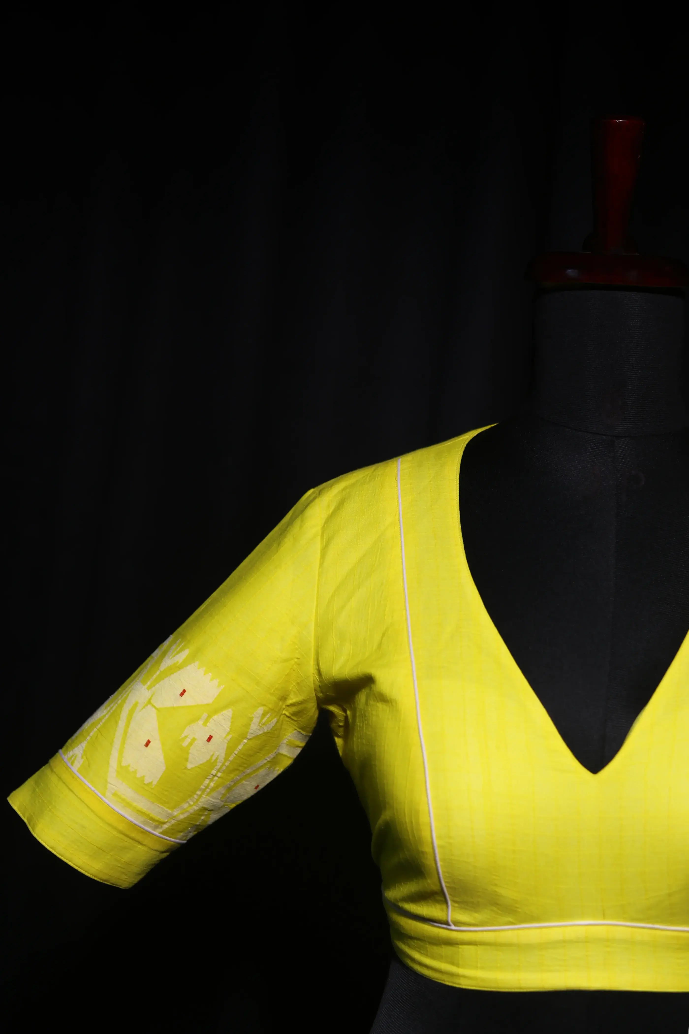 Basanti Yellow Cotton Blouse For Women Jamdani Style Weddingwear