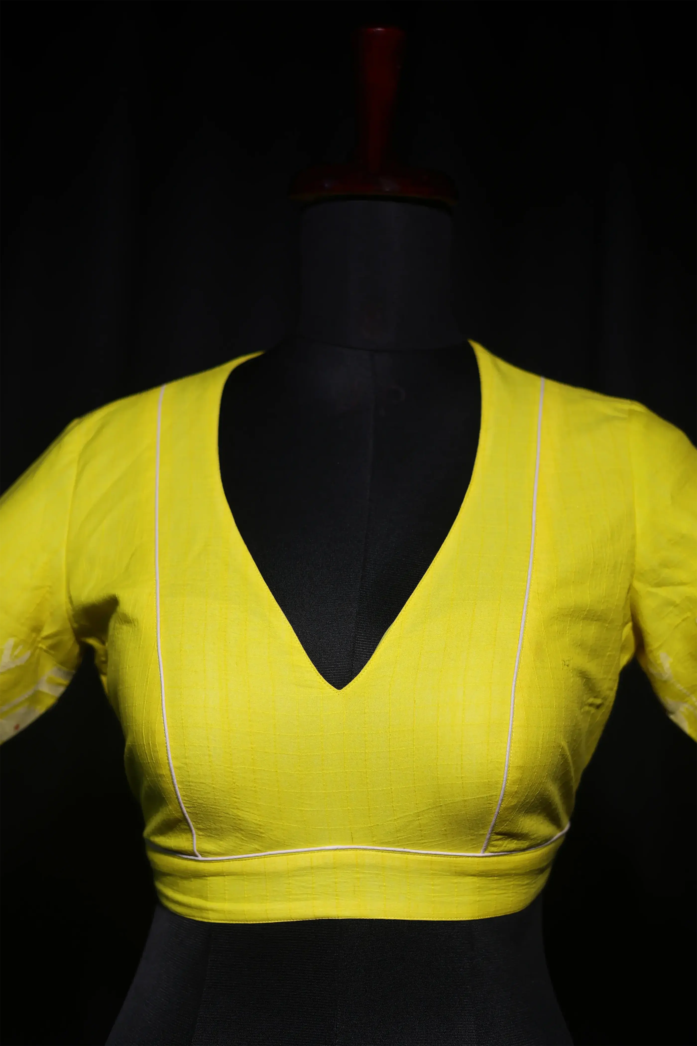 Basanti Yellow Cotton Blouse For Women Jamdani Style Weddingwear
