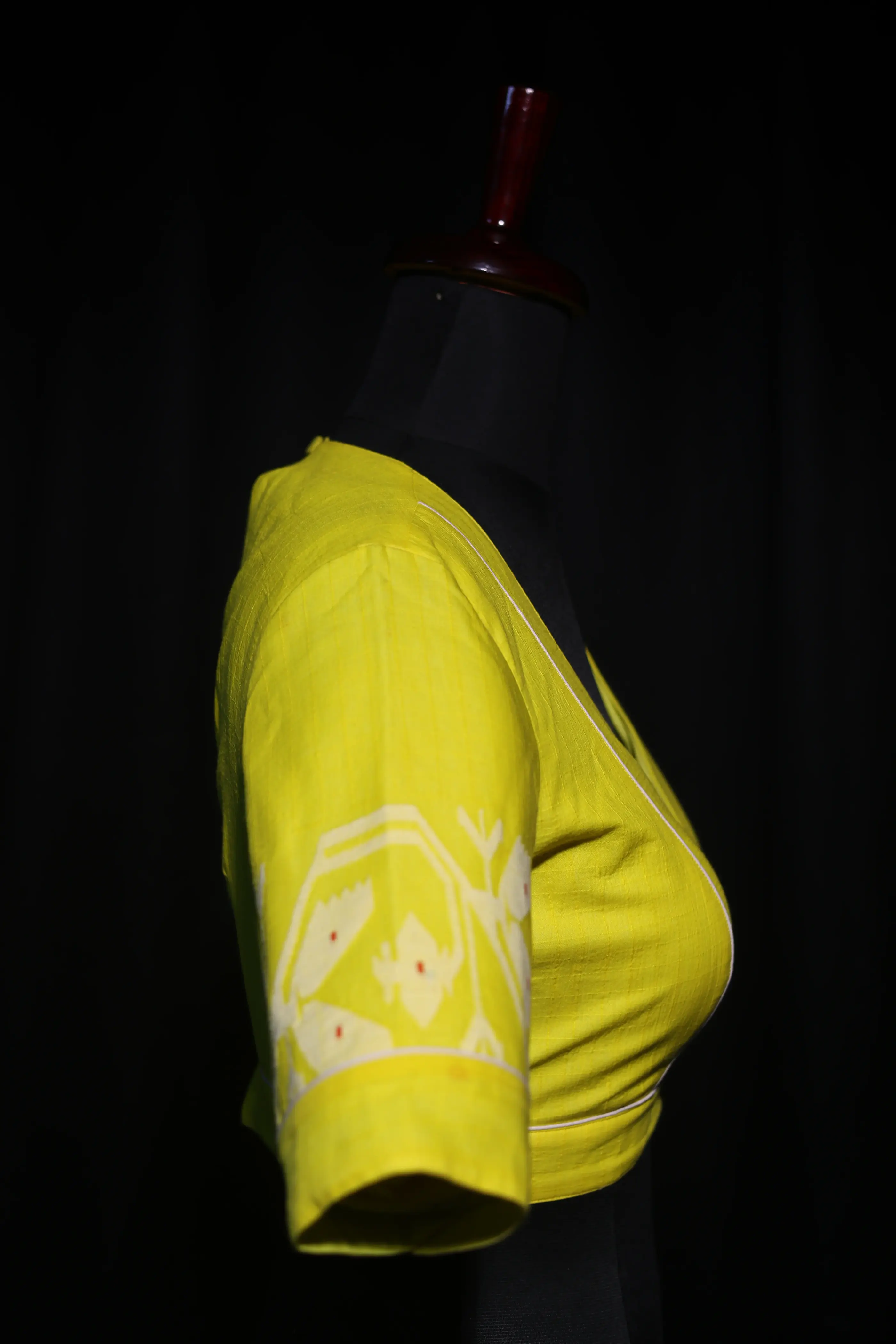 Basanti Yellow Cotton Blouse For Women Jamdani Style Weddingwear