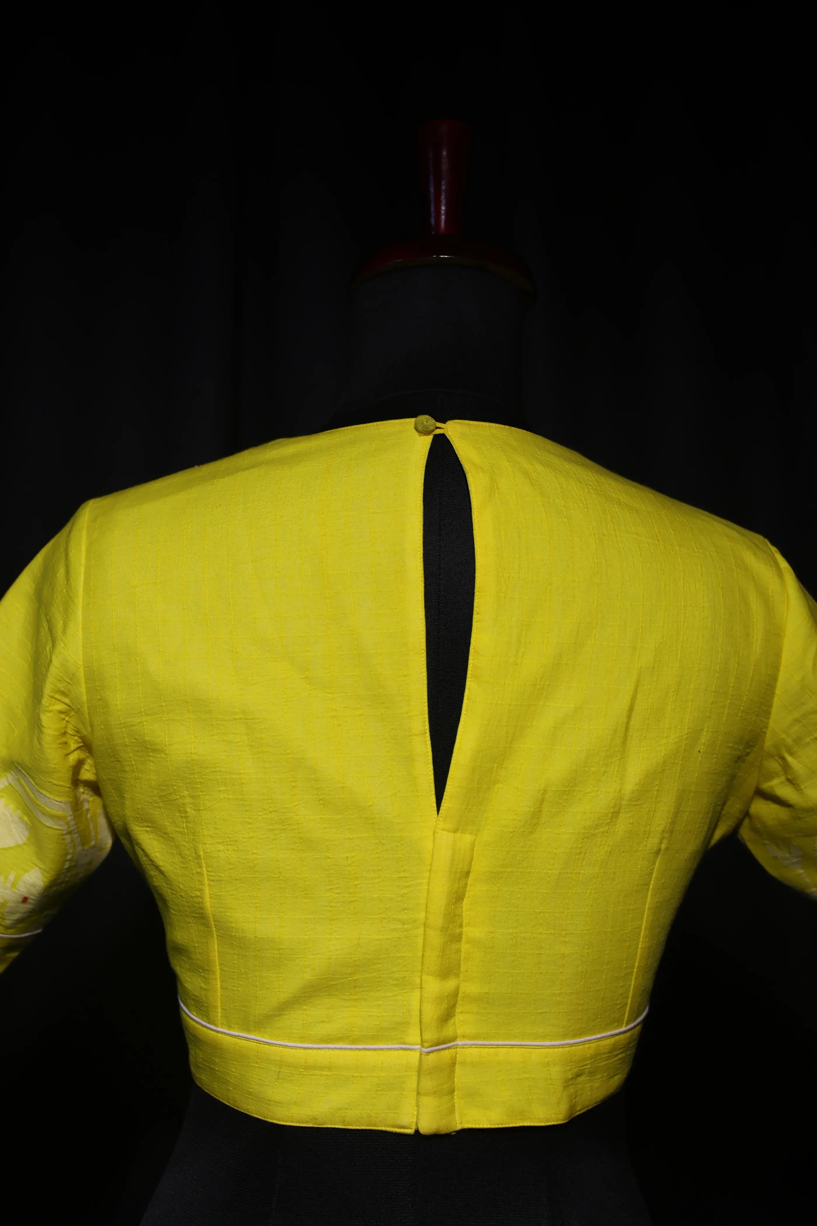 Basanti Yellow Cotton Blouse For Women Jamdani Style Weddingwear