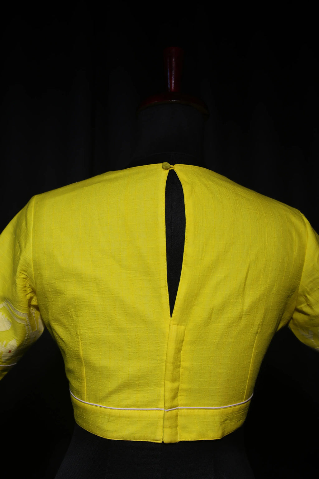 Basanti Yellow Cotton Blouse For Women Jamdani Style Weddingwear