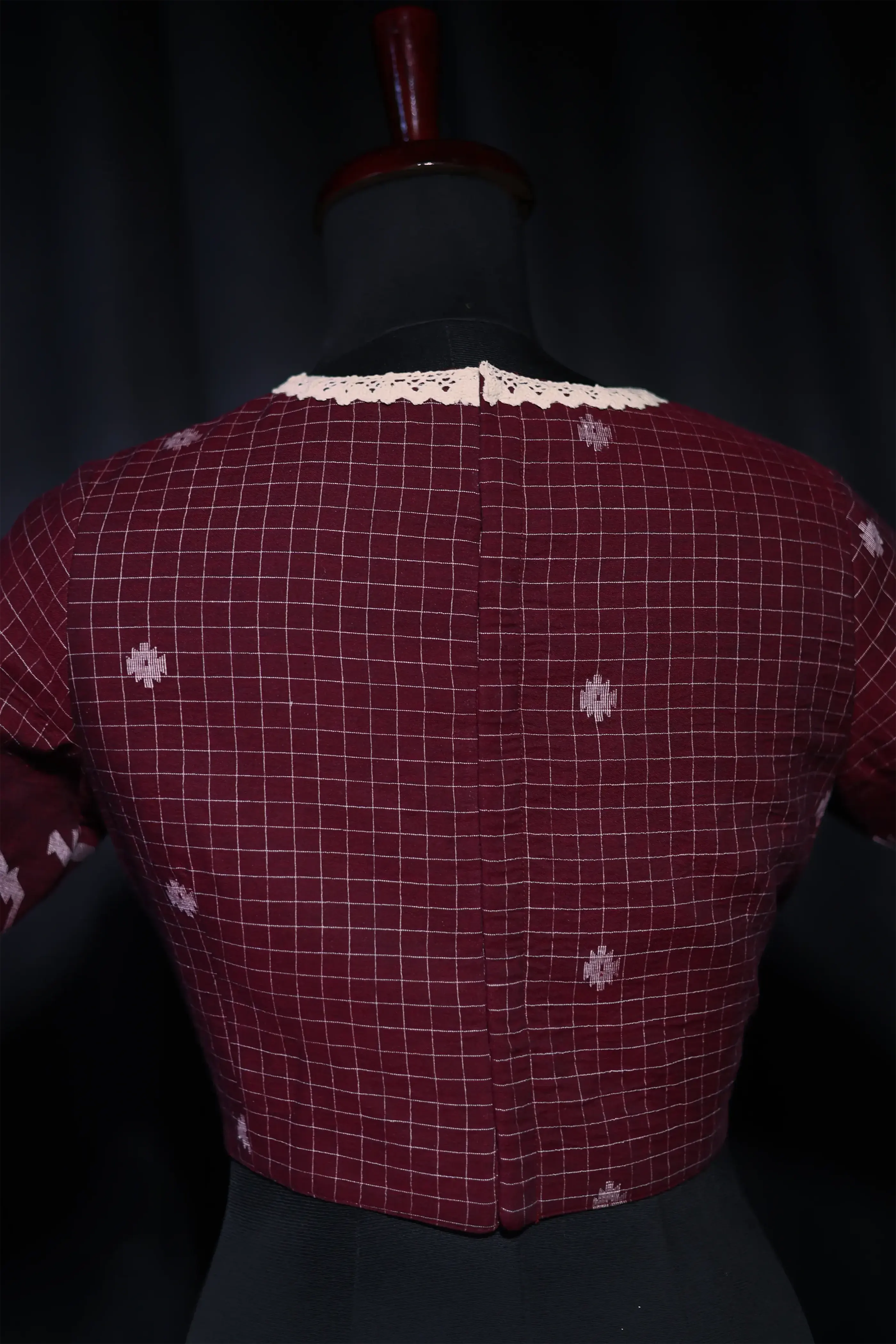 Maroon Cotton Blouse For Women Jamdani Style Weddingwear