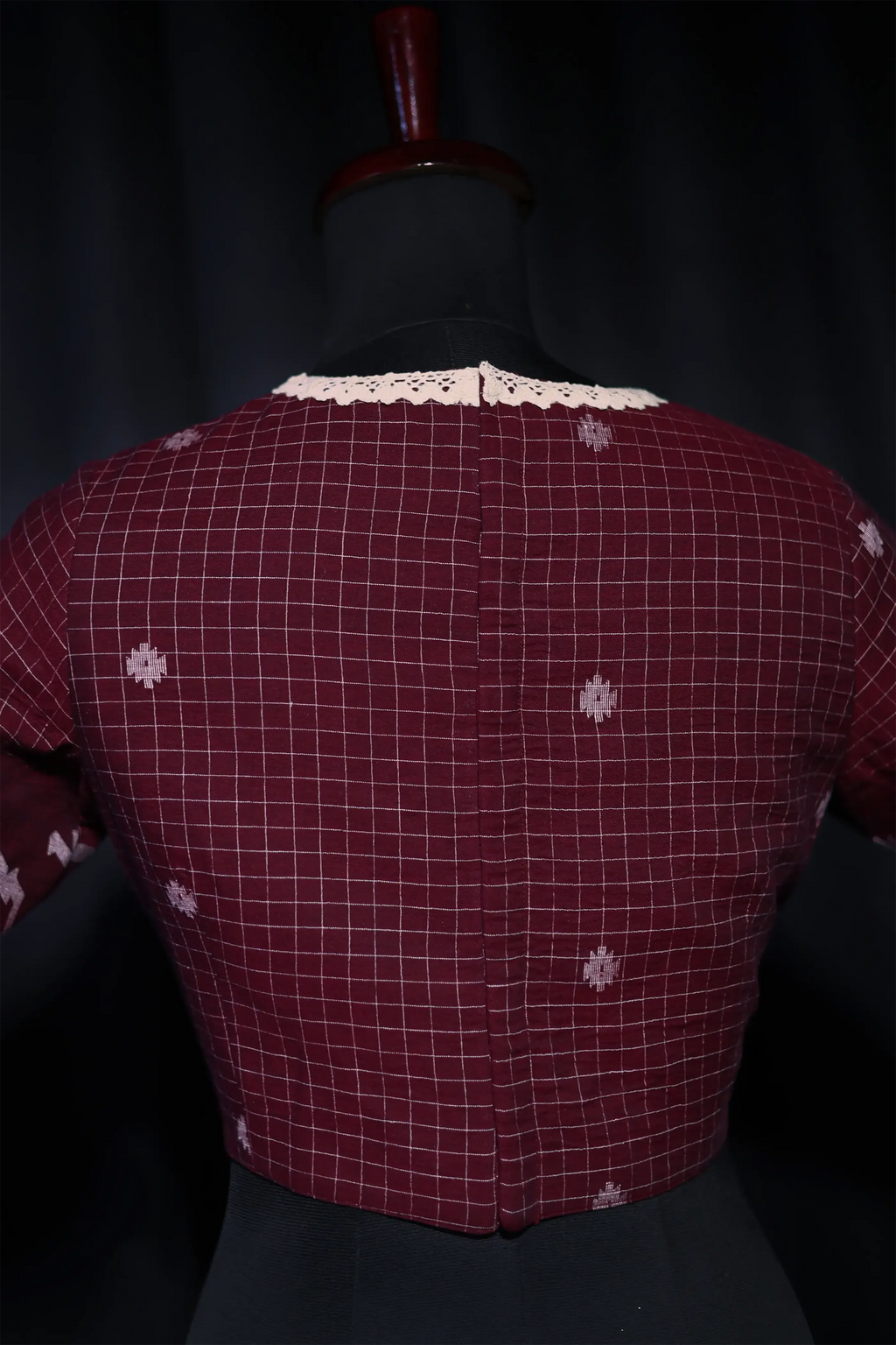 Maroon Cotton Blouse For Women Jamdani Style Weddingwear