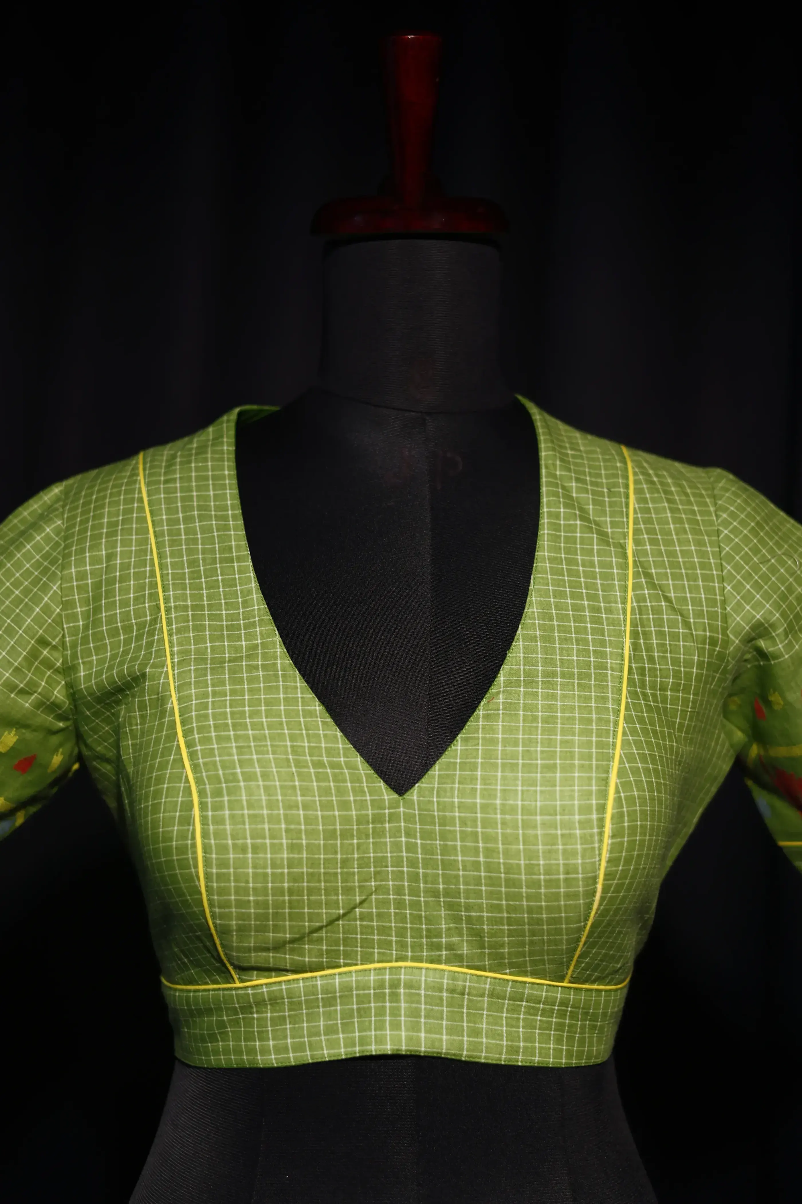 Green Cotton Blouse For Women Jamdani Style Weddingwear