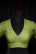 Green Cotton Blouse For Women Jamdani Style Weddingwear