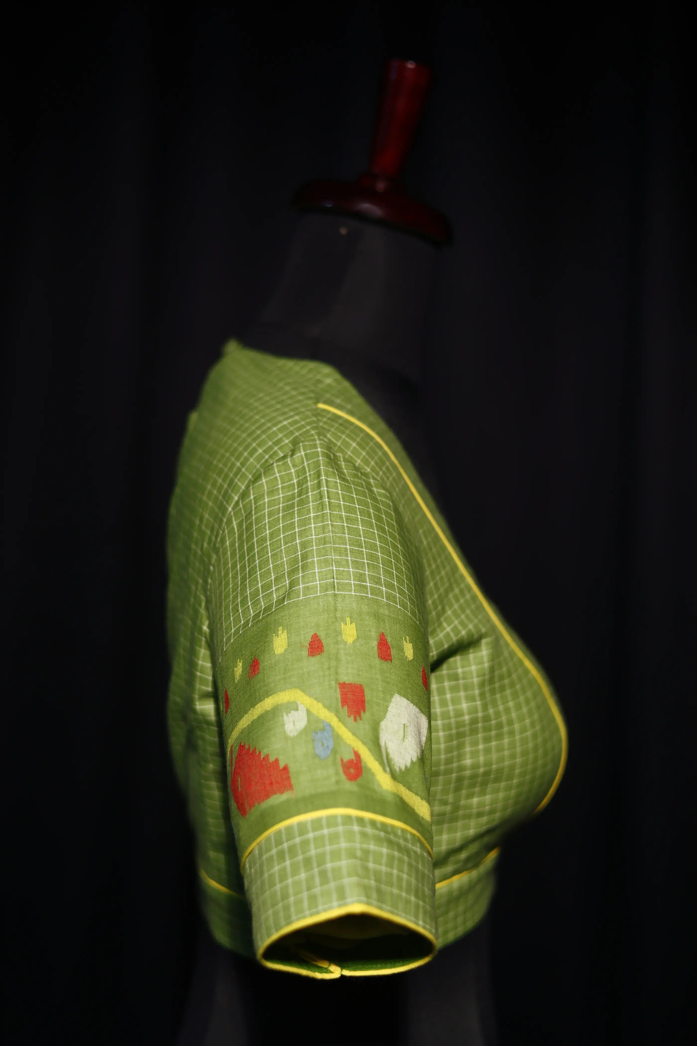 Green Cotton Blouse For Women Jamdani Style Weddingwear