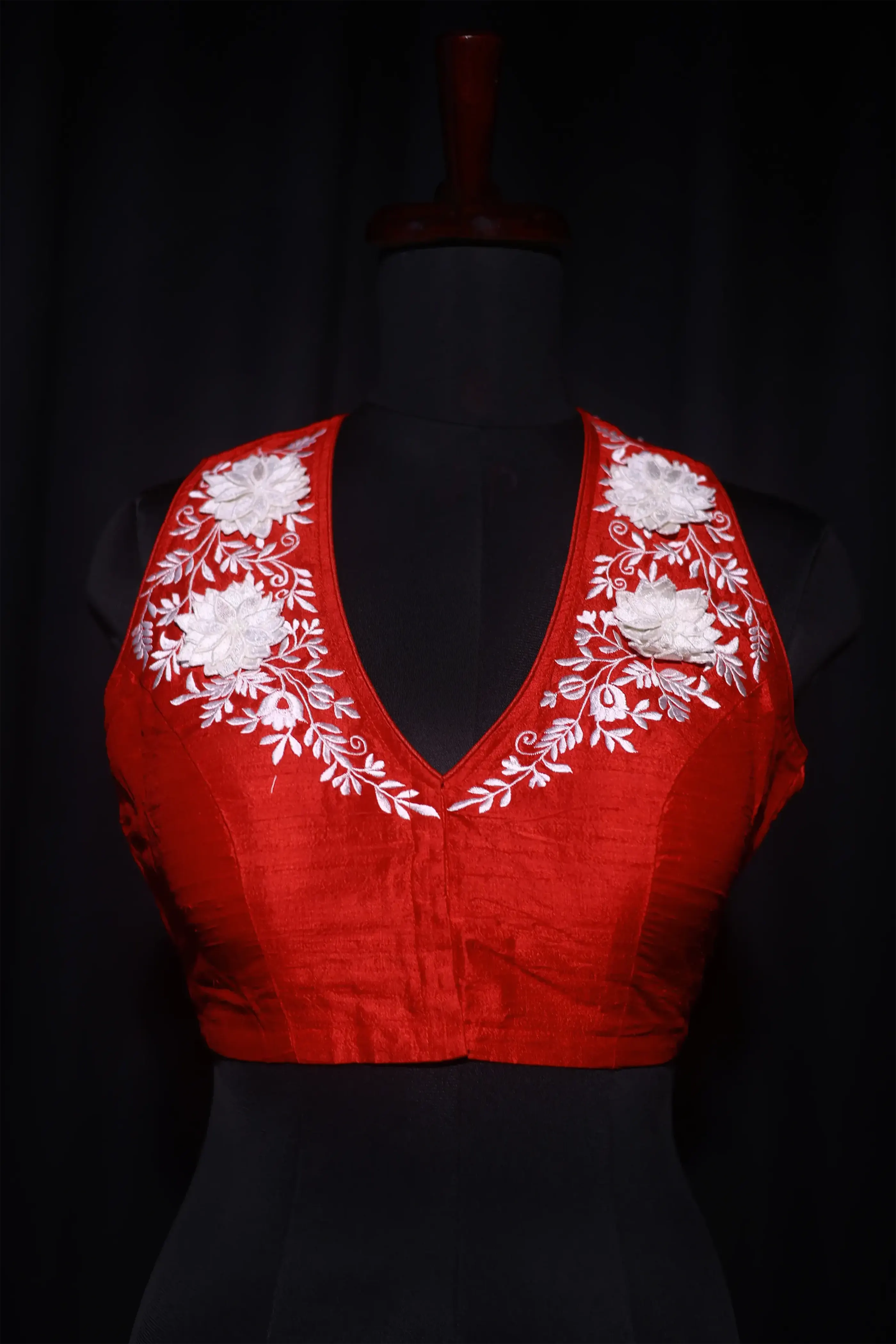 Red Raw Silk Blouse For Women  Style Party wear