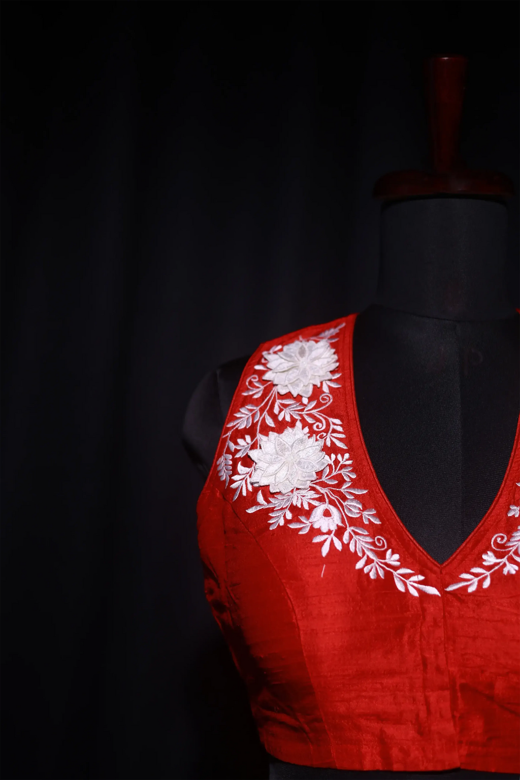 Red Raw Silk Blouse For Women  Style Party wear