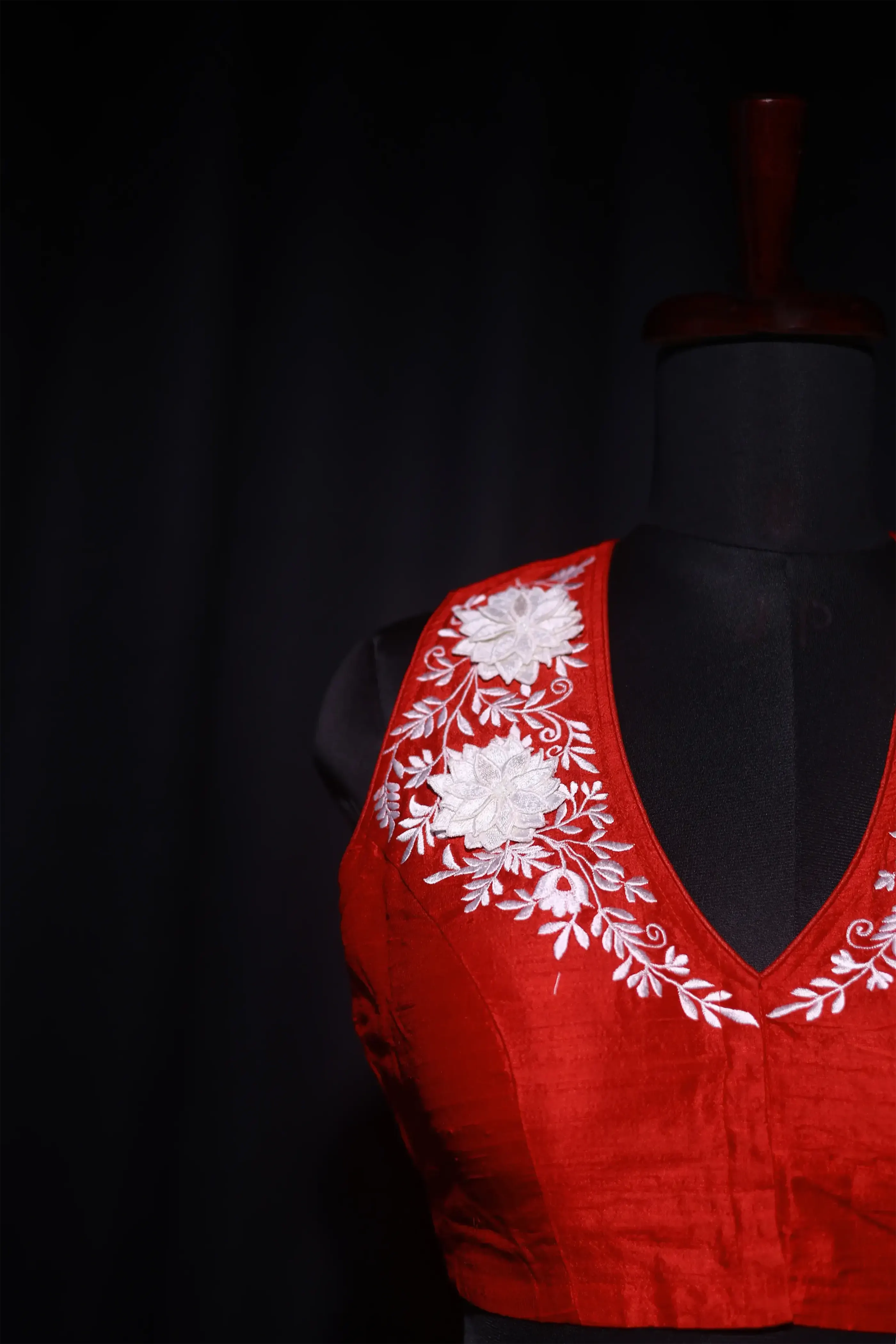 Red Raw Silk Blouse For Women  Style Party wear