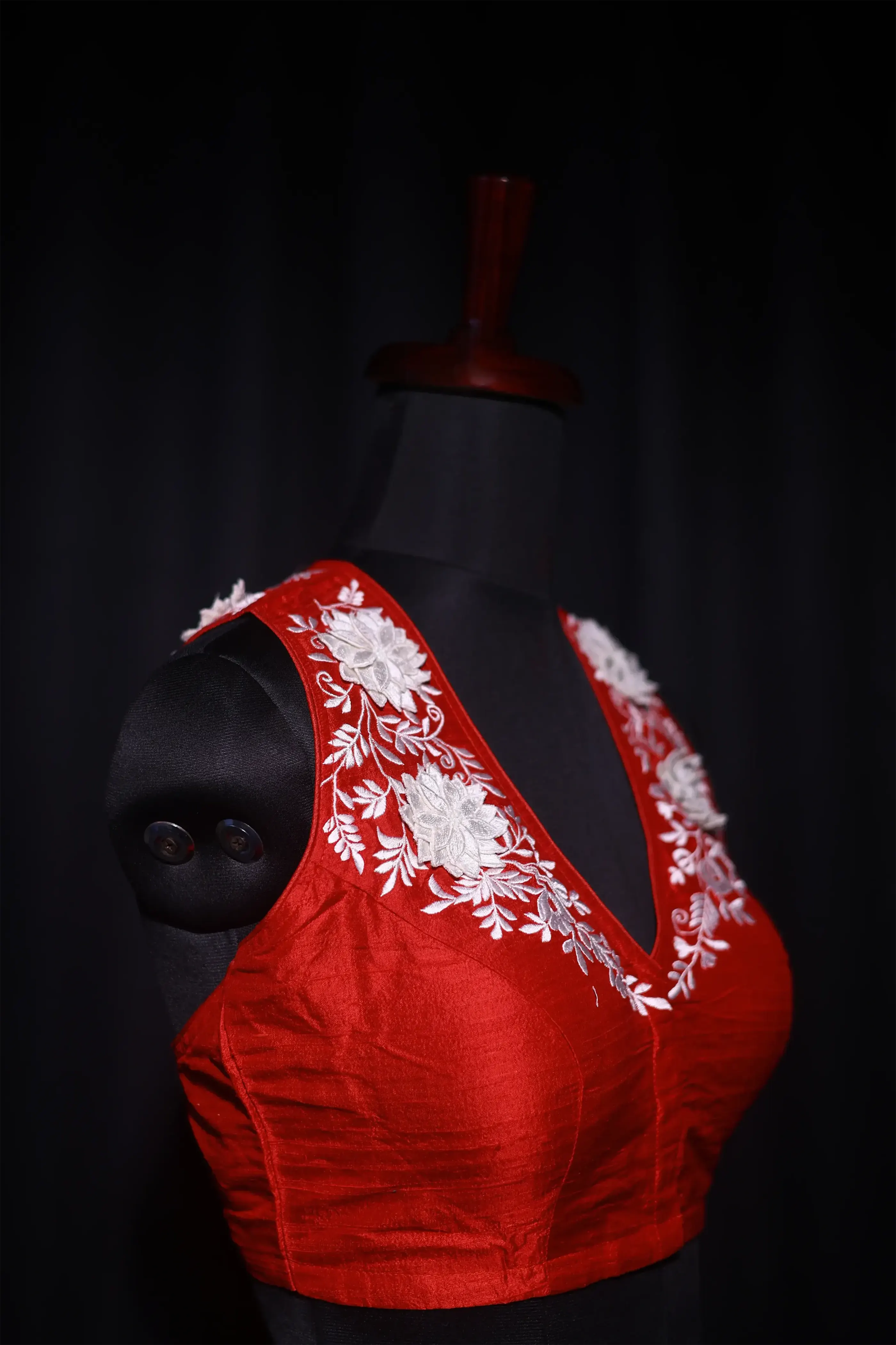 Red Raw Silk Blouse For Women  Style Party wear