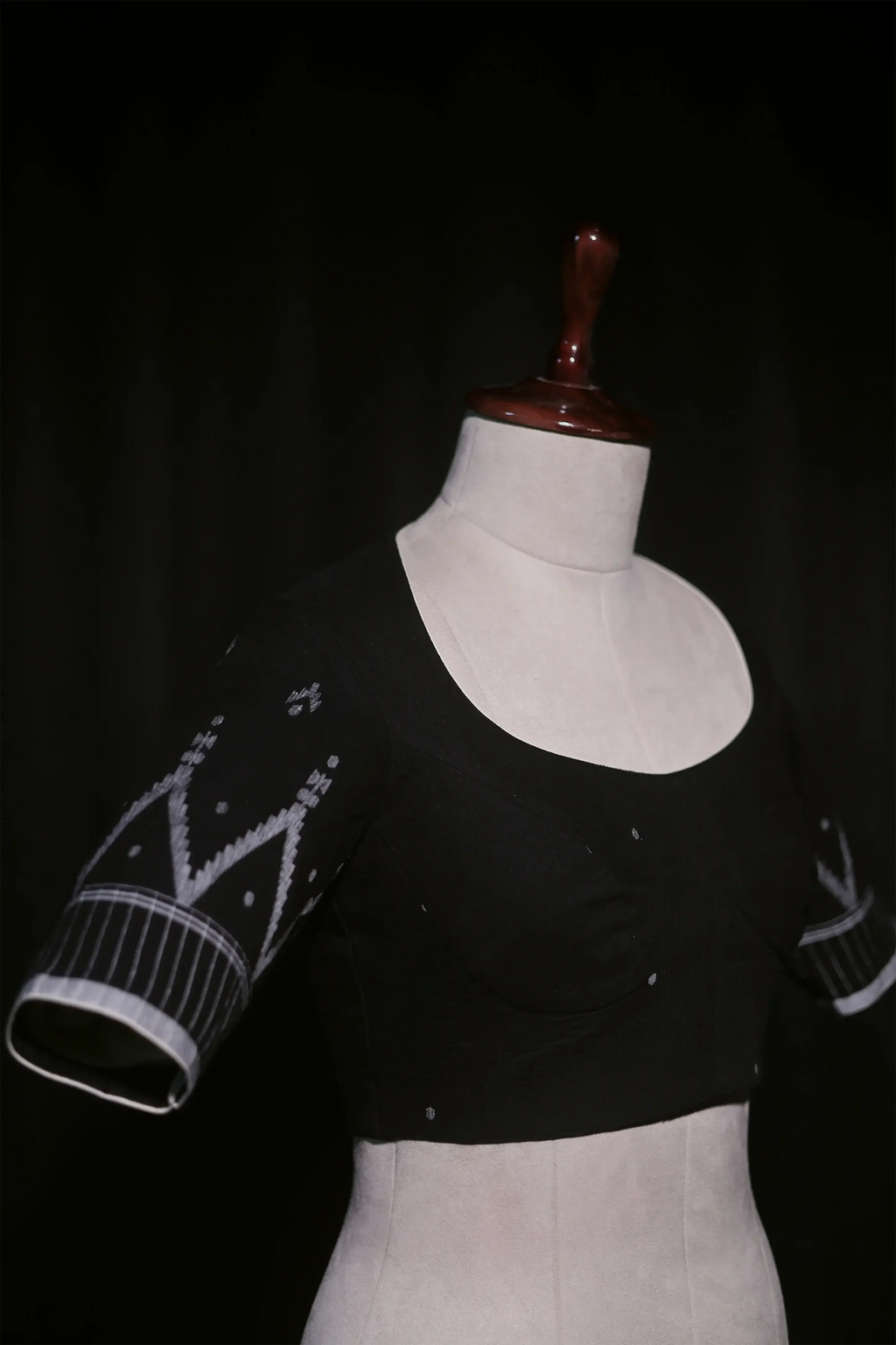 Black Cotton Blouse For Women Jamdani Style Weddingwear