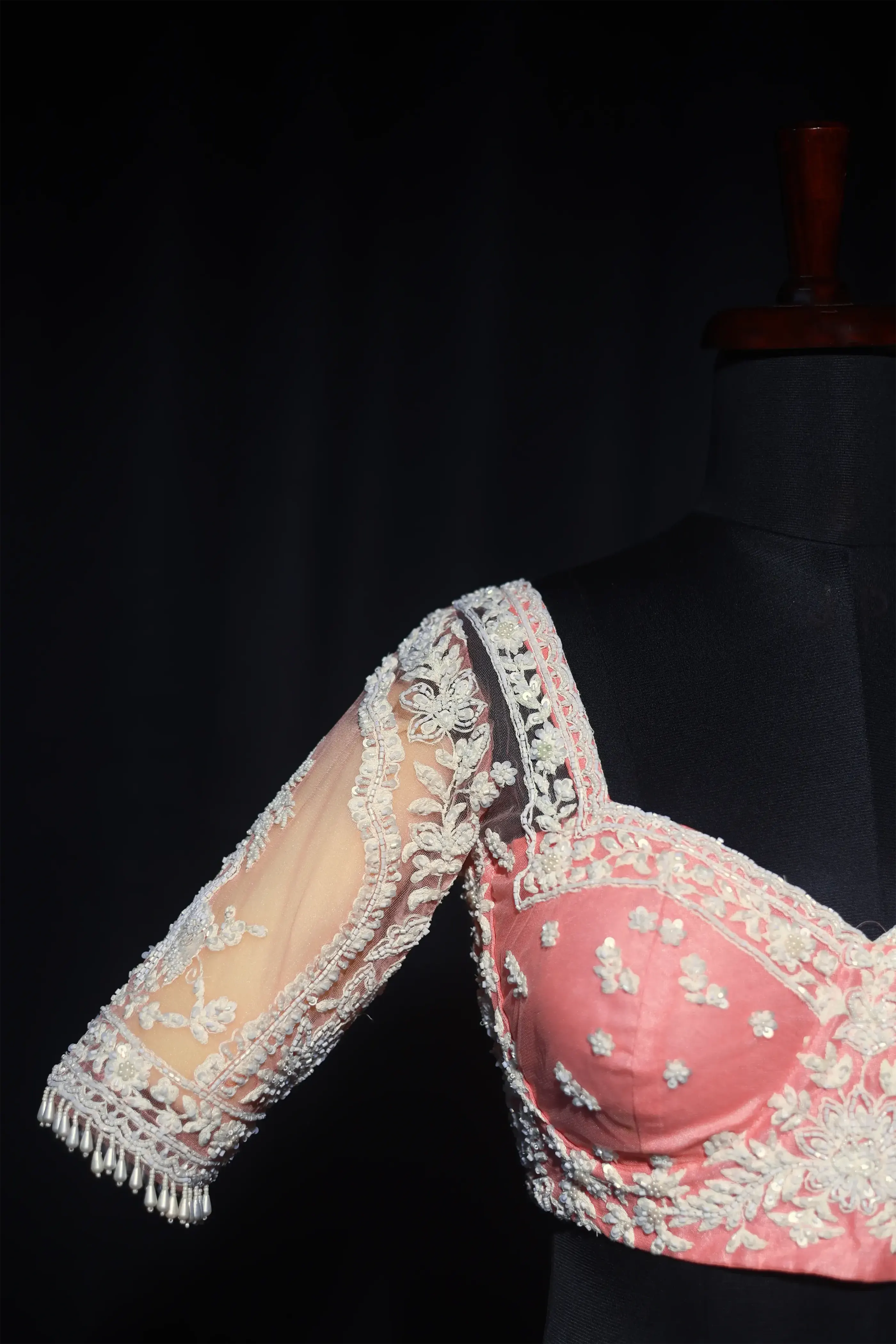 Baby Pink Net  Blouse For Women Jaal Style Party wear