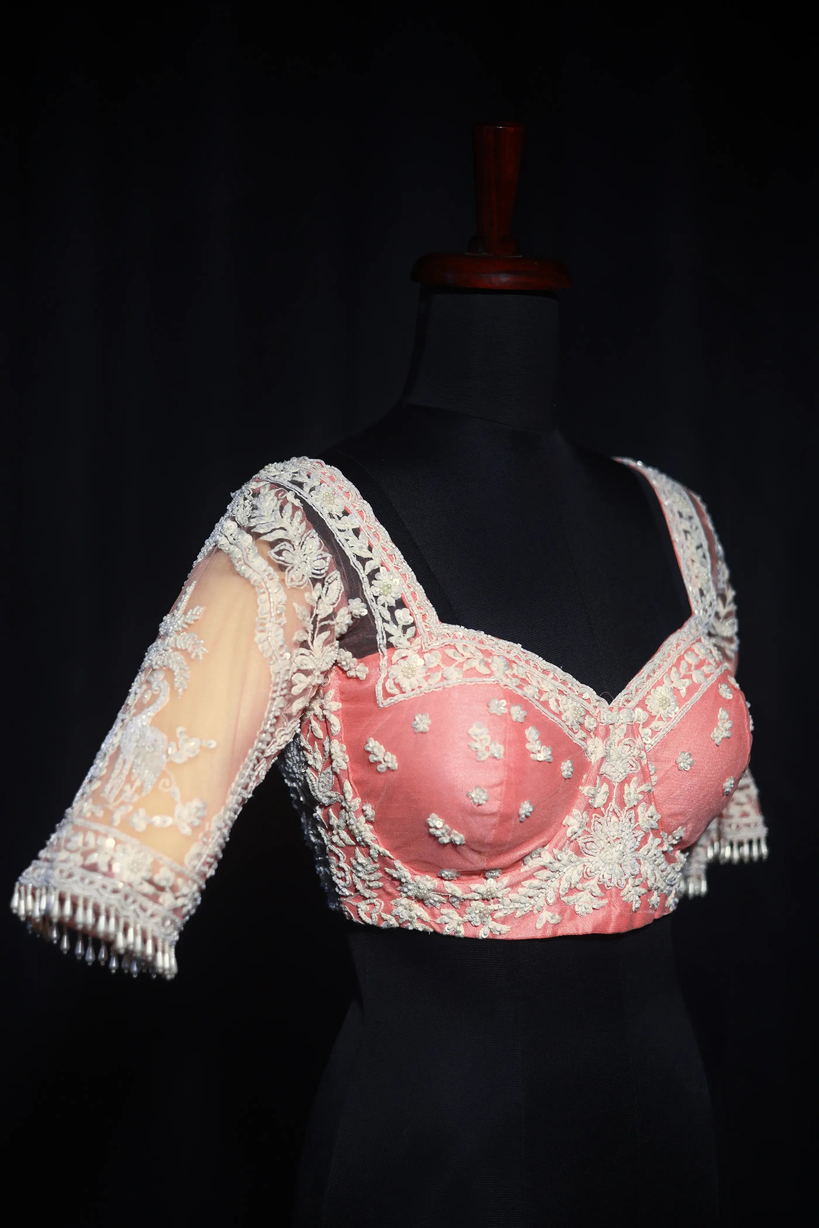 Baby Pink Net  Blouse For Women Jaal Style Party wear