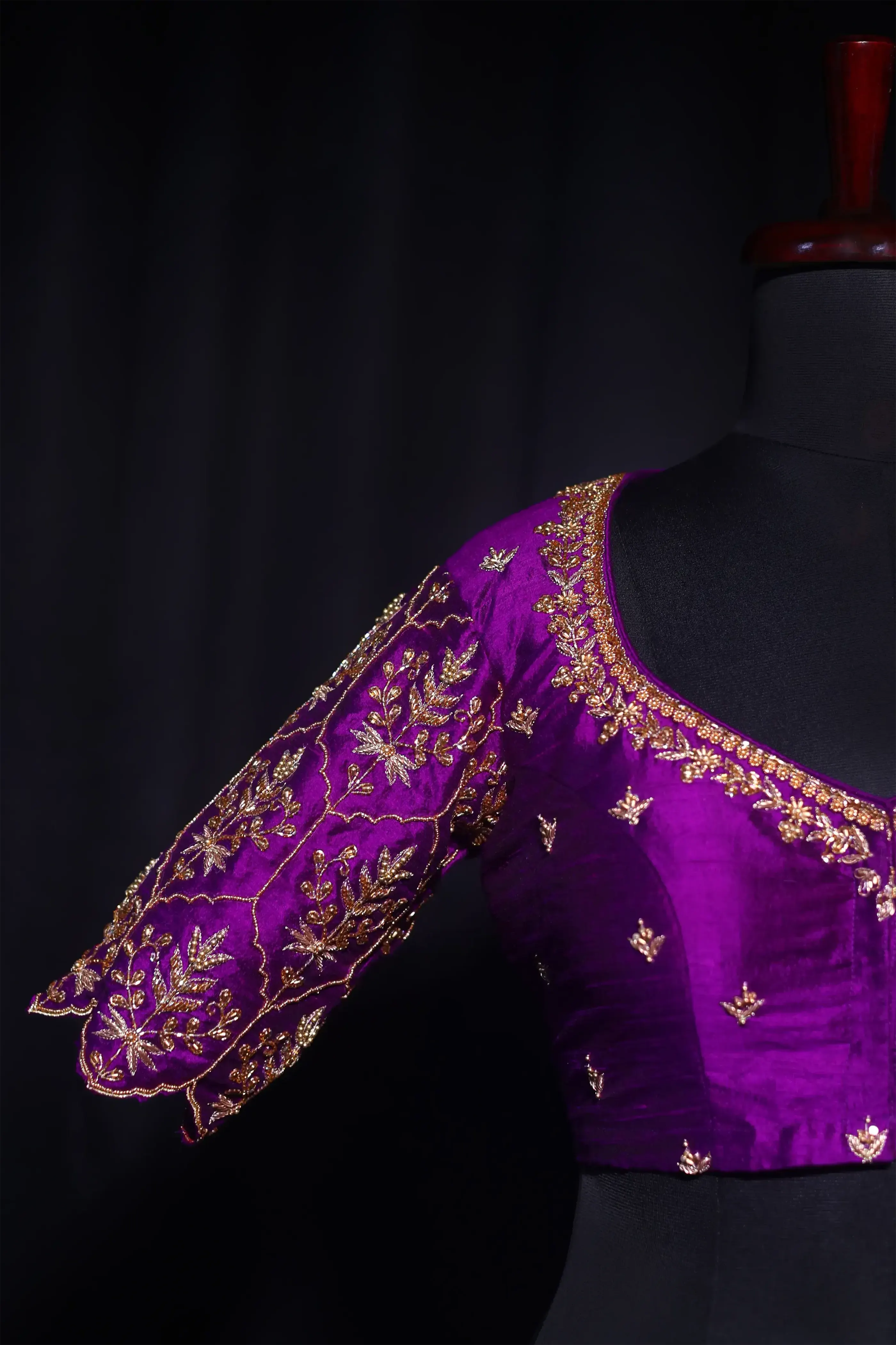 Purple Raw Silk Blouse For Women Jaal Style Party wear