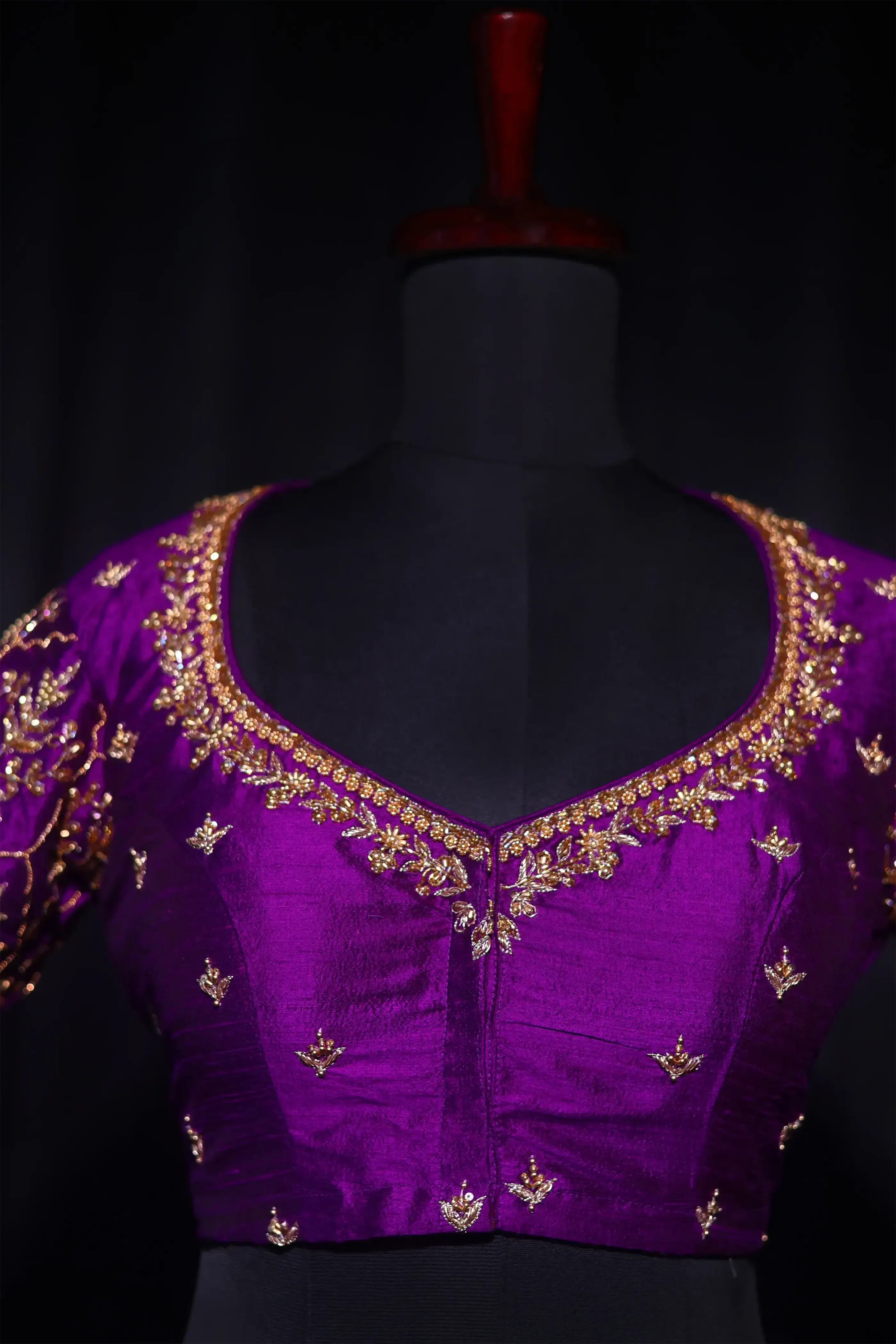 Purple Raw Silk Blouse For Women Jaal Style Party wear