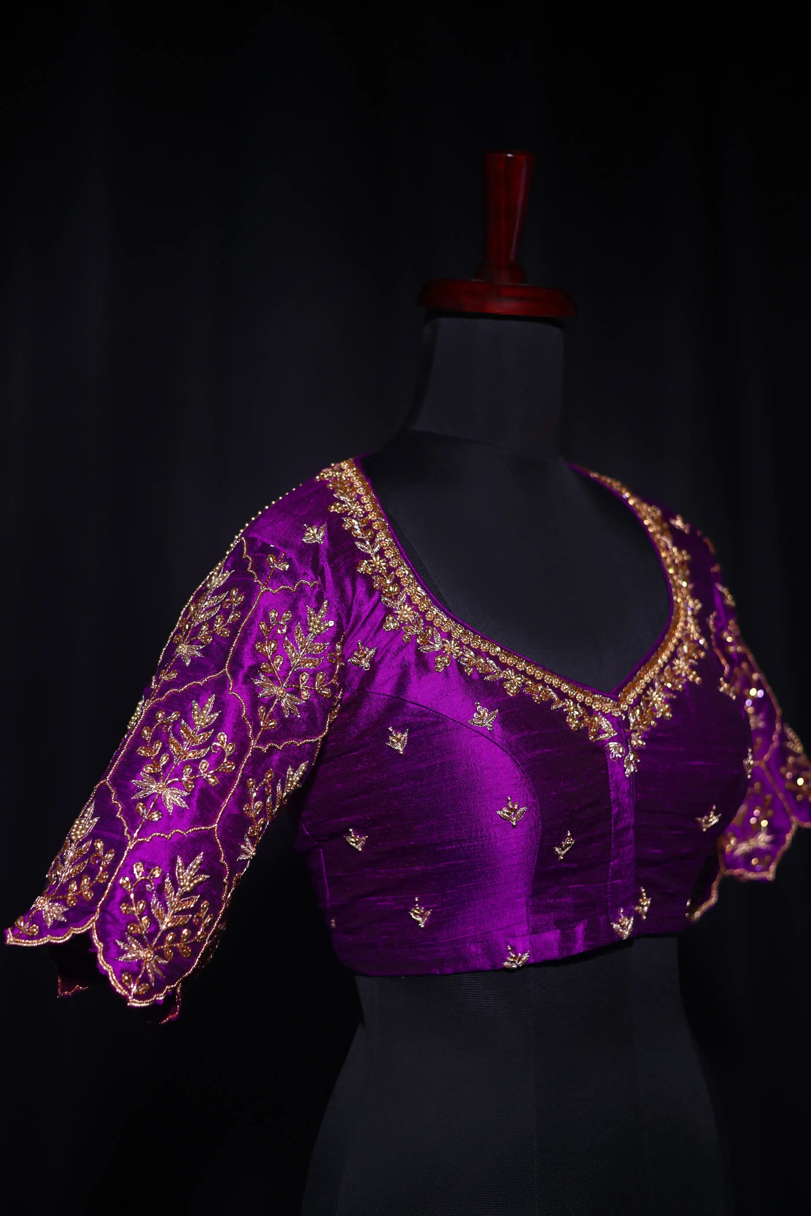 Purple Raw Silk Blouse For Women Jaal Style Party wear