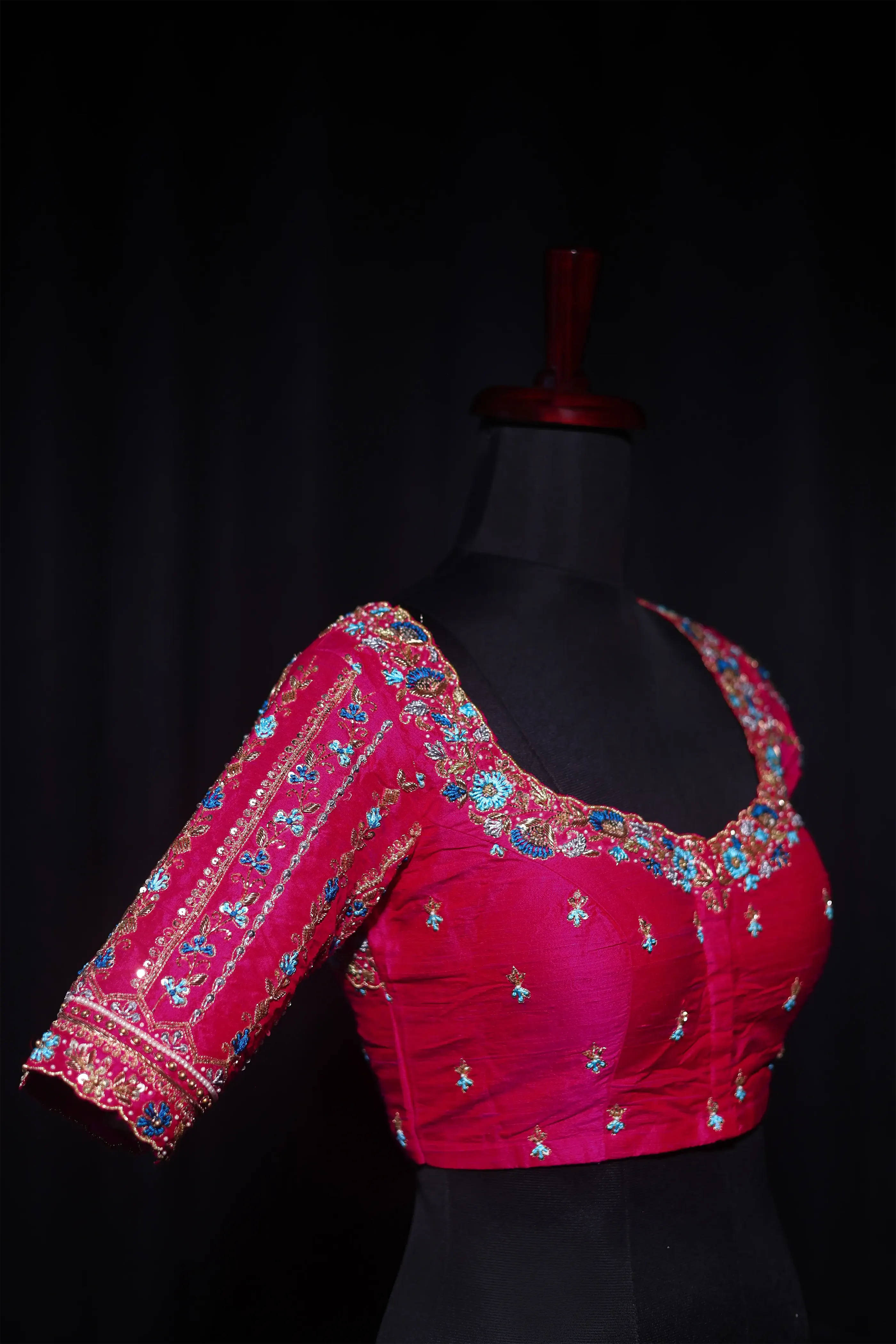 Rani Raw Silk Blouse For Women Jaal Style Party wear