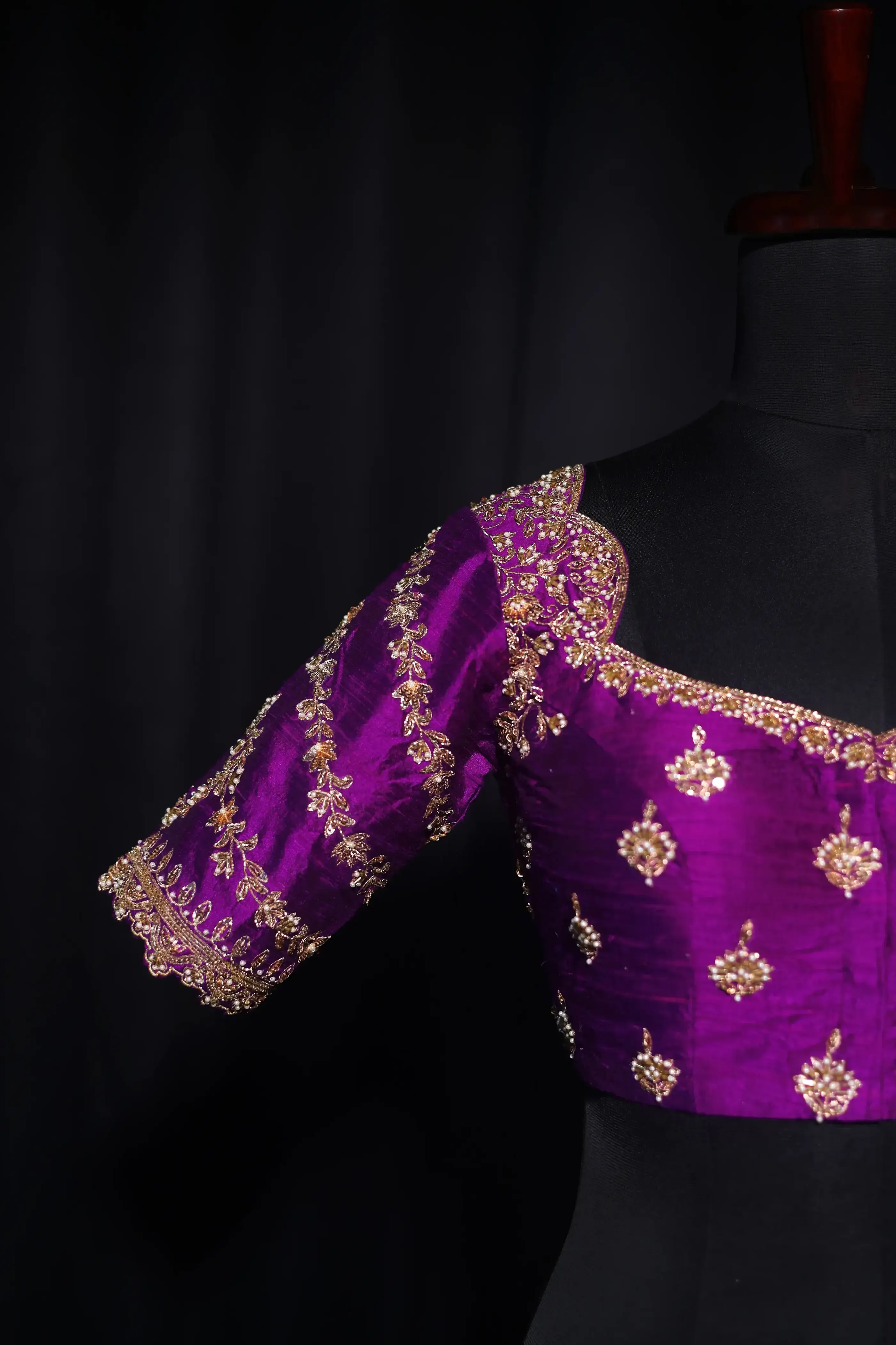 Purple Raw Silk Blouse For Women Jaal Style Party wear