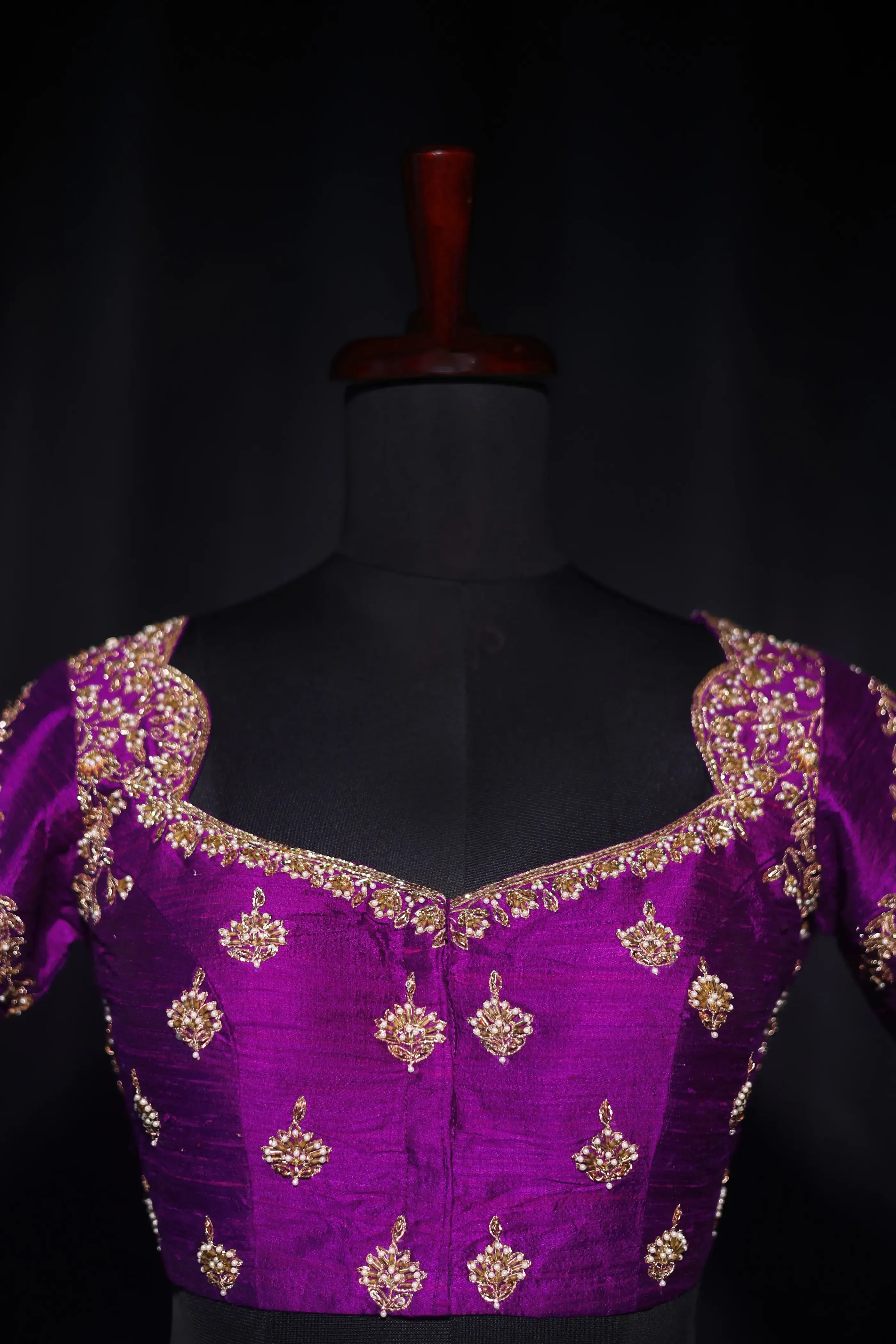 Purple Raw Silk Blouse For Women Jaal Style Party wear