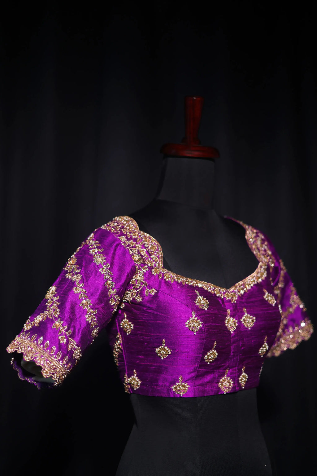 Purple Raw Silk Blouse For Women Jaal Style Party wear