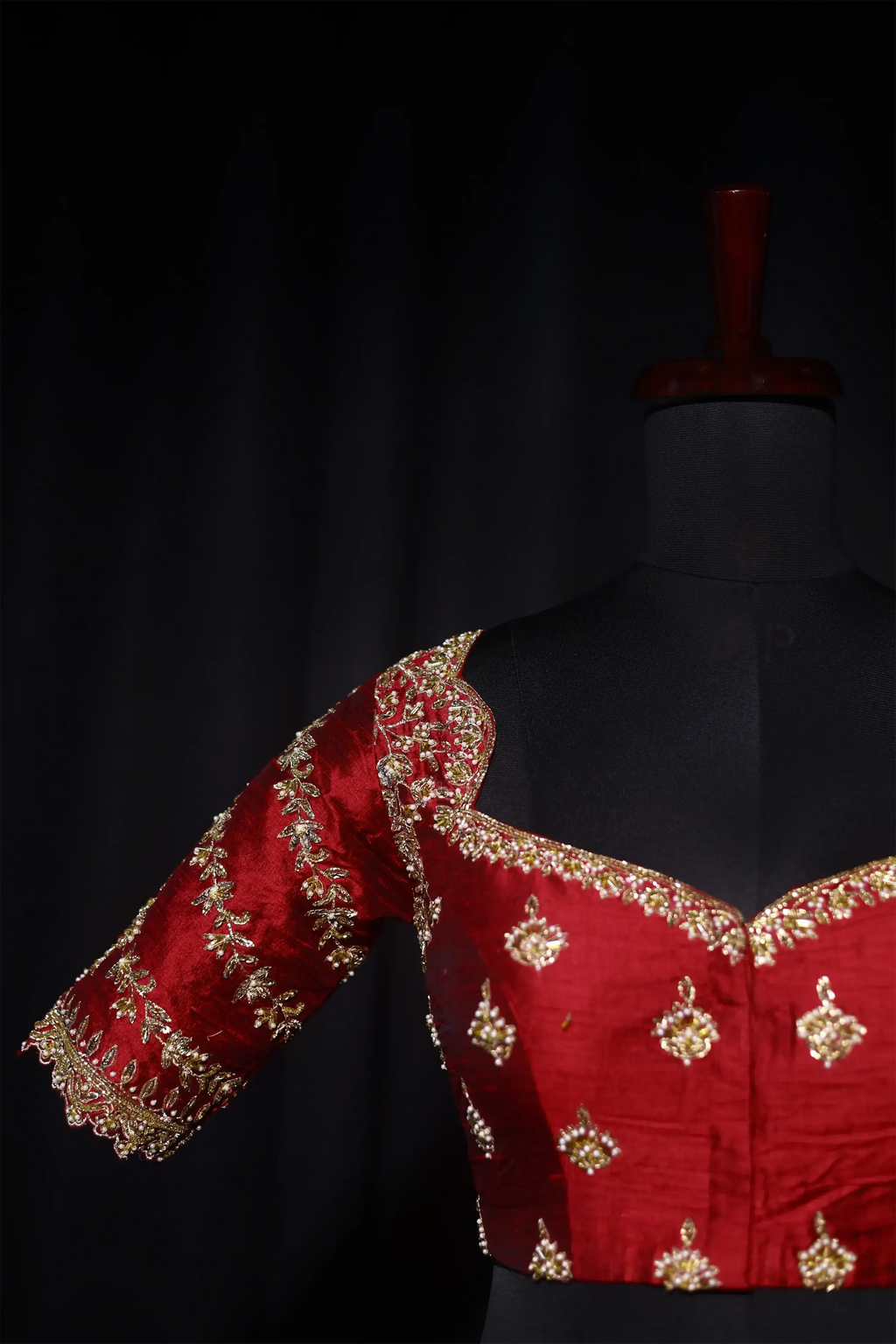 Maroon Raw Silk Blouse For Women Jaal Style Party wear