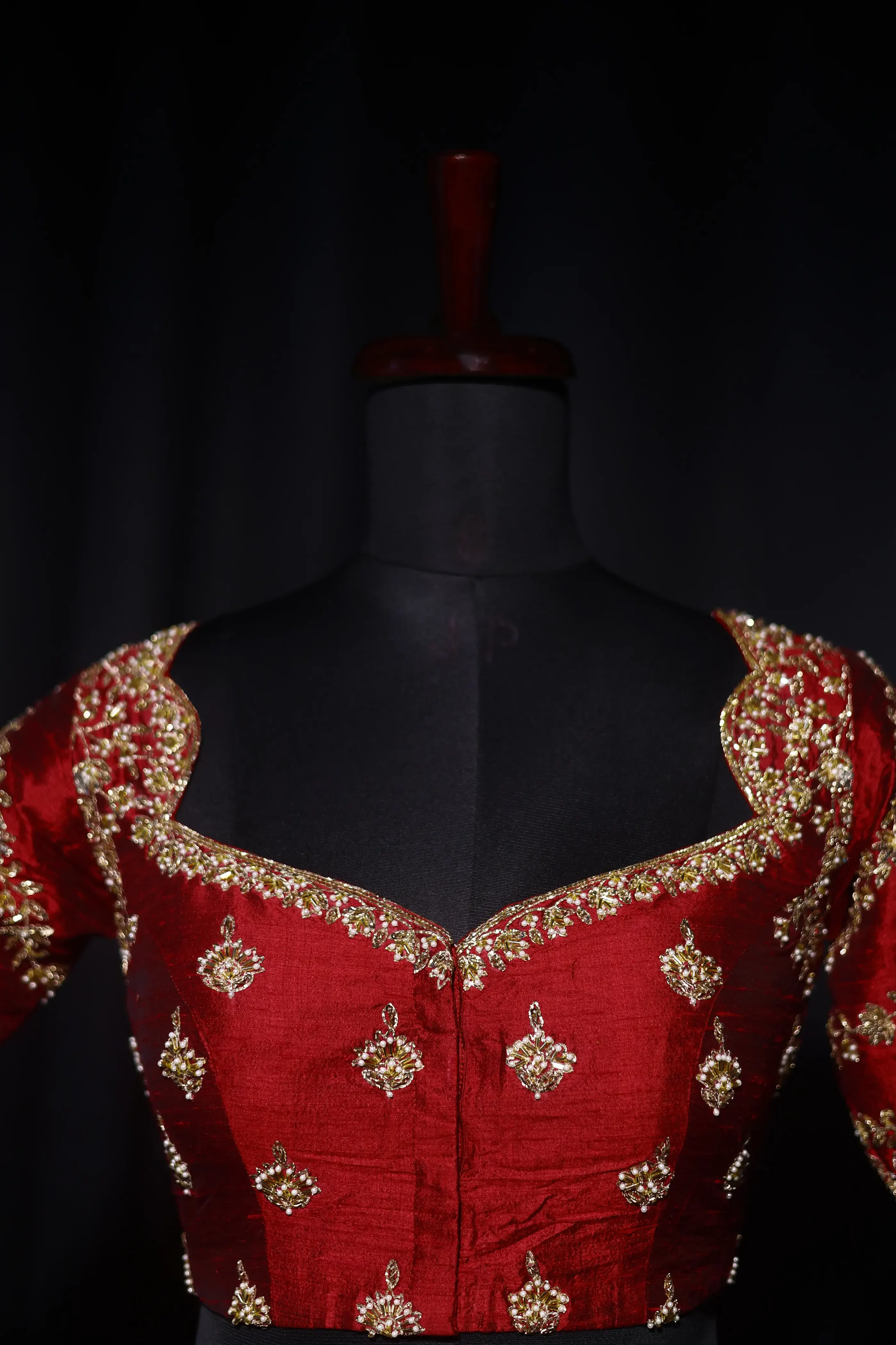 Maroon Raw Silk Blouse For Women Jaal Style Party wear