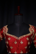 Maroon Raw Silk Blouse For Women Jaal Style Party wear