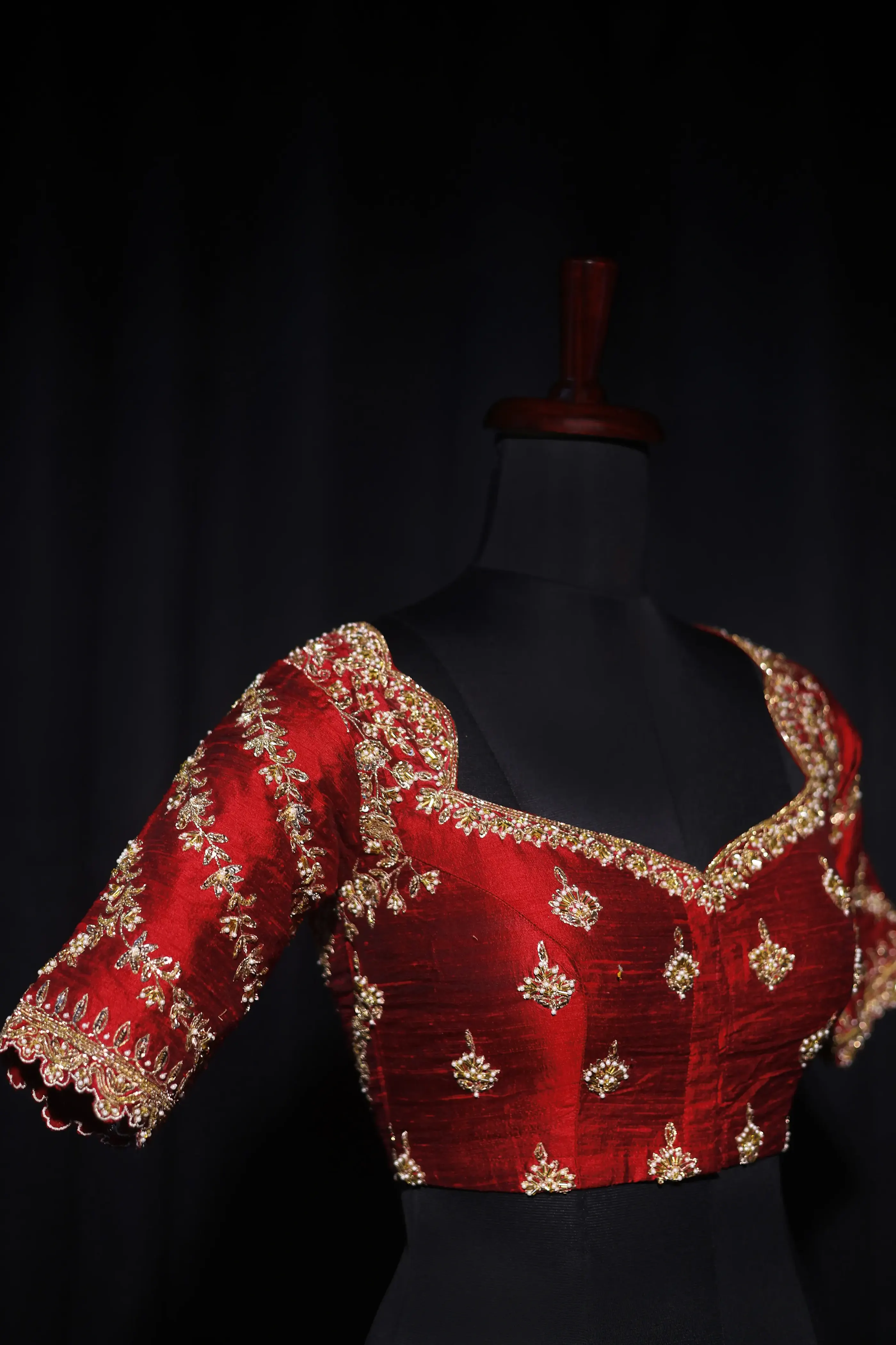 Maroon Raw Silk Blouse For Women Jaal Style Party wear