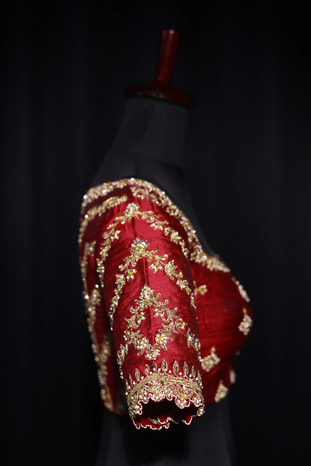 Maroon Raw Silk Blouse For Women Jaal Style Party wear