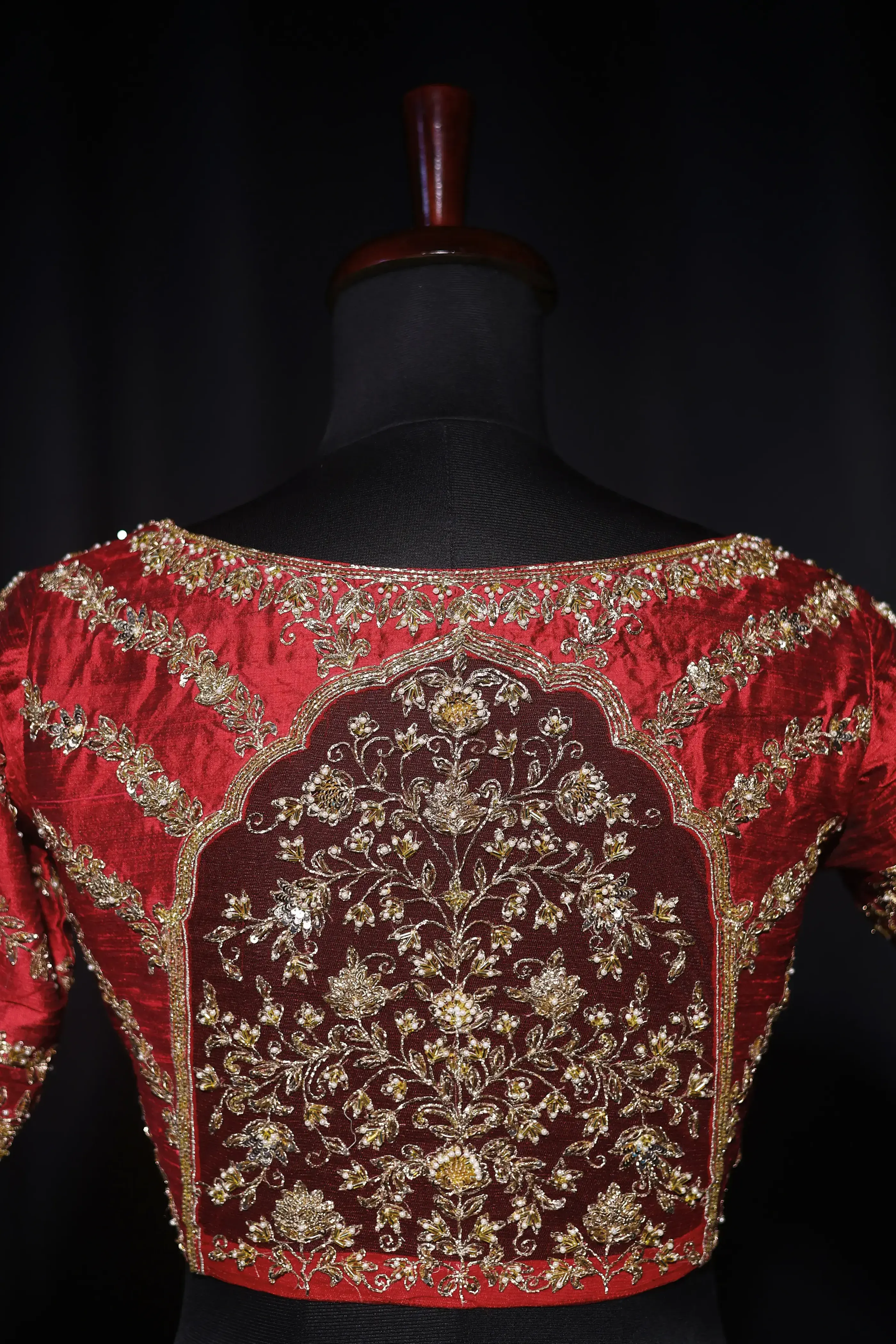 Maroon Raw Silk Blouse For Women Jaal Style Party wear