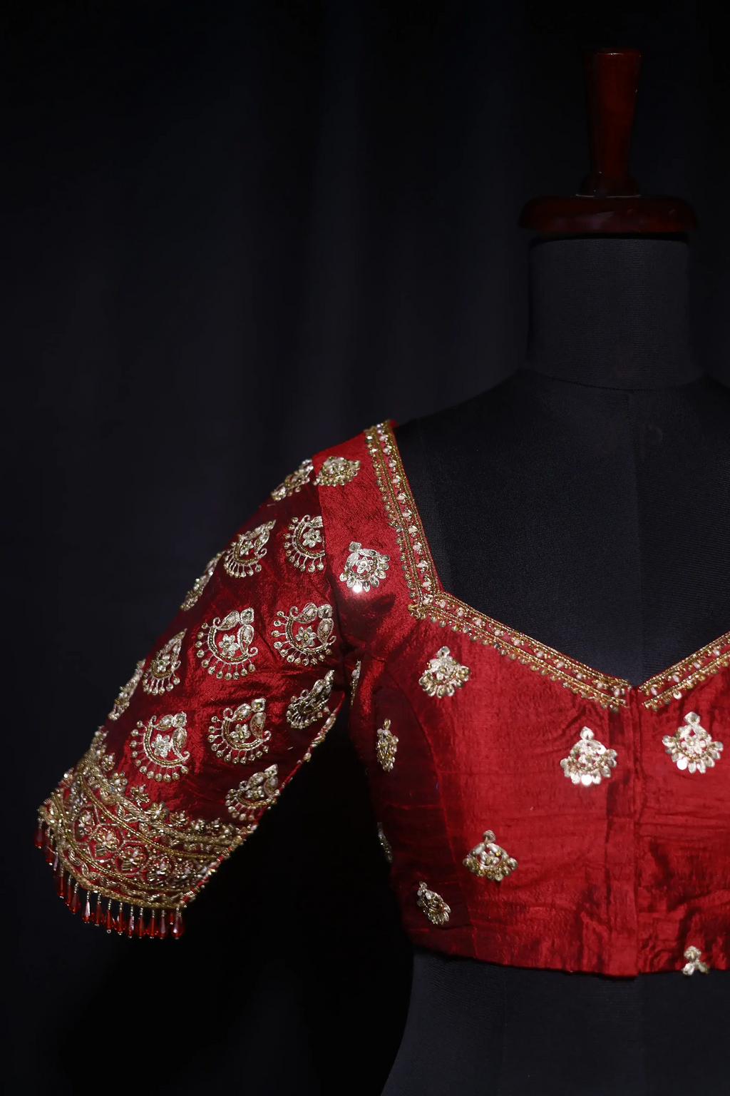 Maroon Raw Silk Blouse For Women Jaal Style Party wear