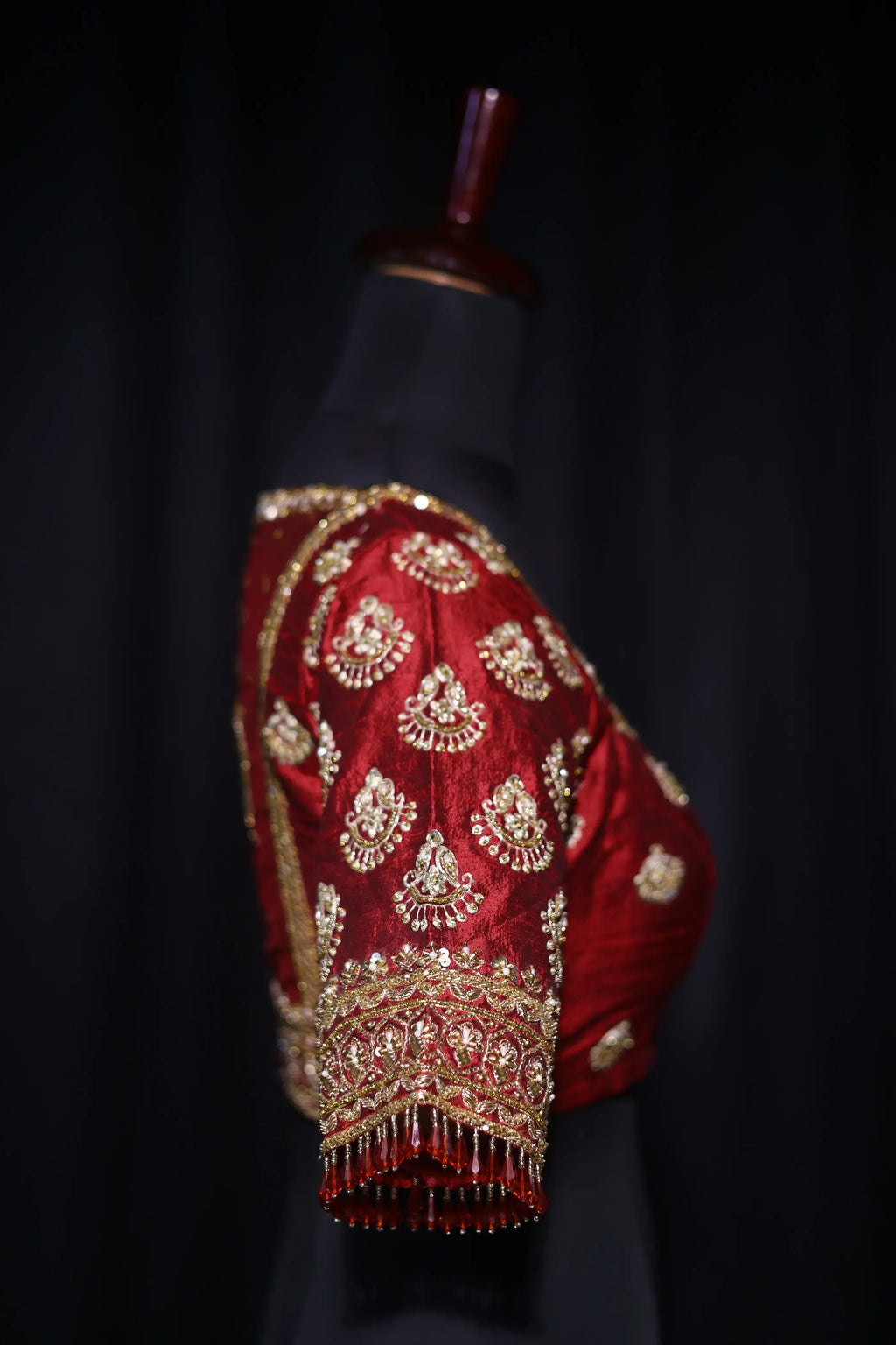 Maroon Raw Silk Blouse For Women Jaal Style Party wear