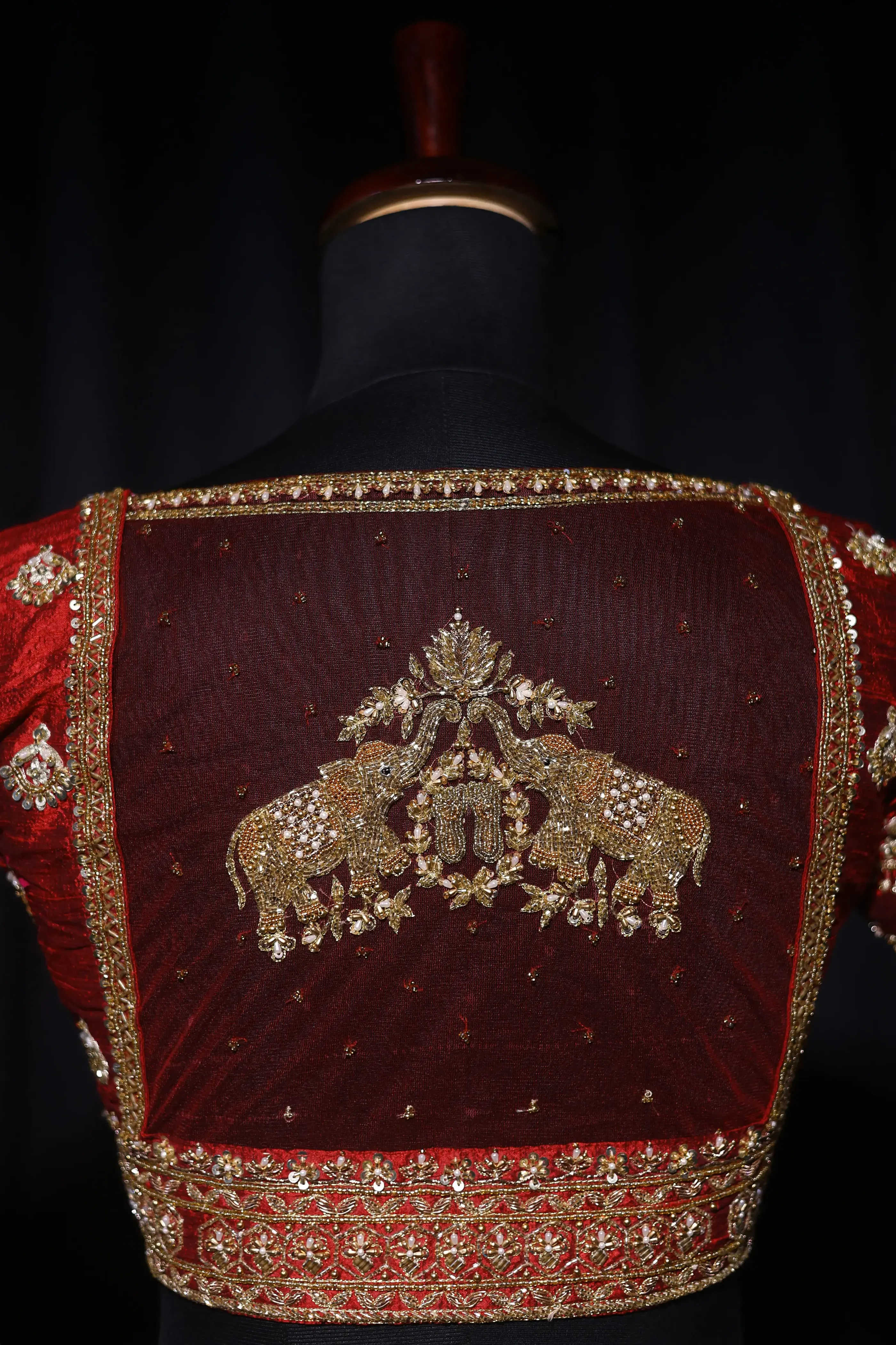 Maroon Raw Silk Blouse For Women Jaal Style Party wear