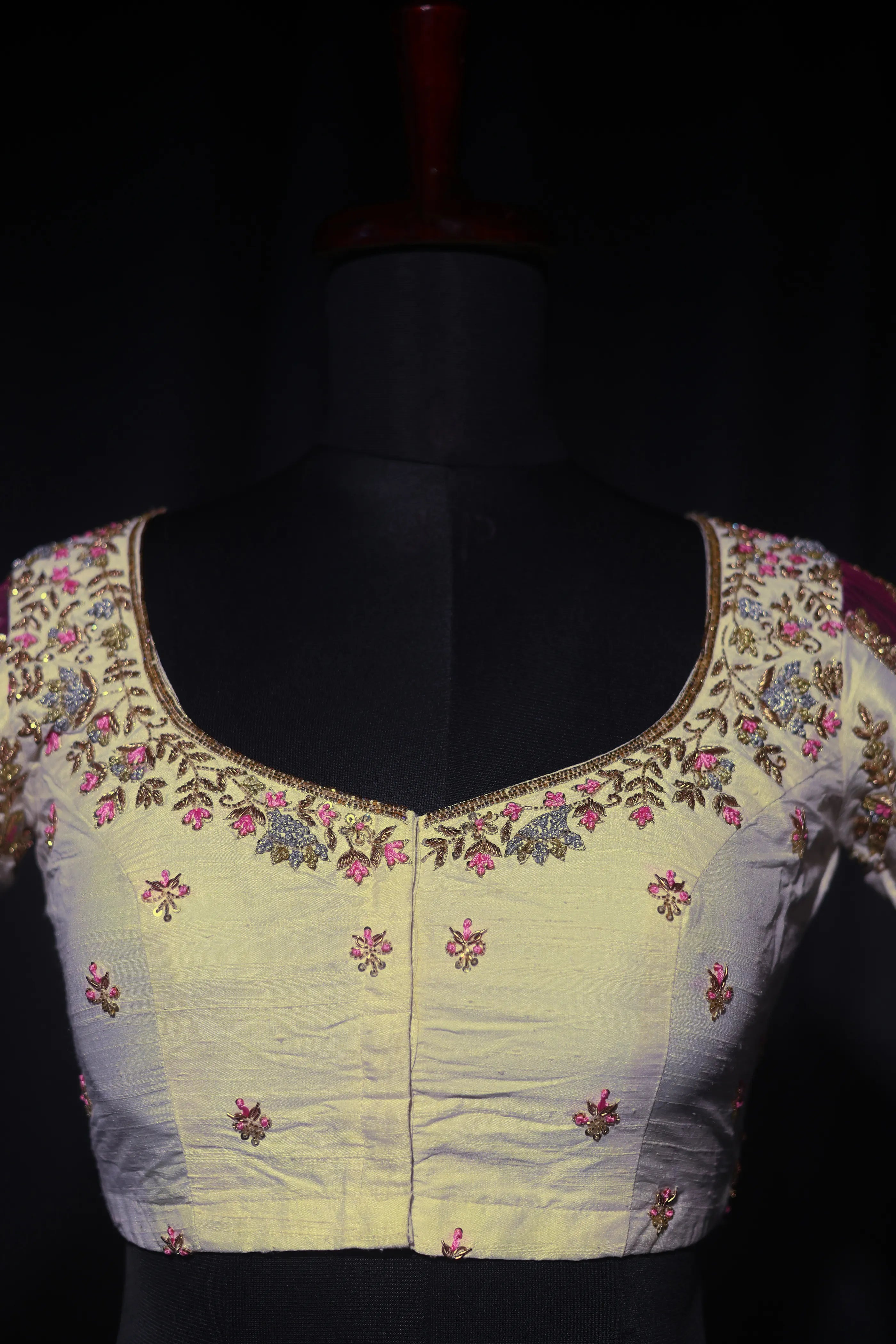 White Raw Silk Blouse For Women Jaal Style Party wear