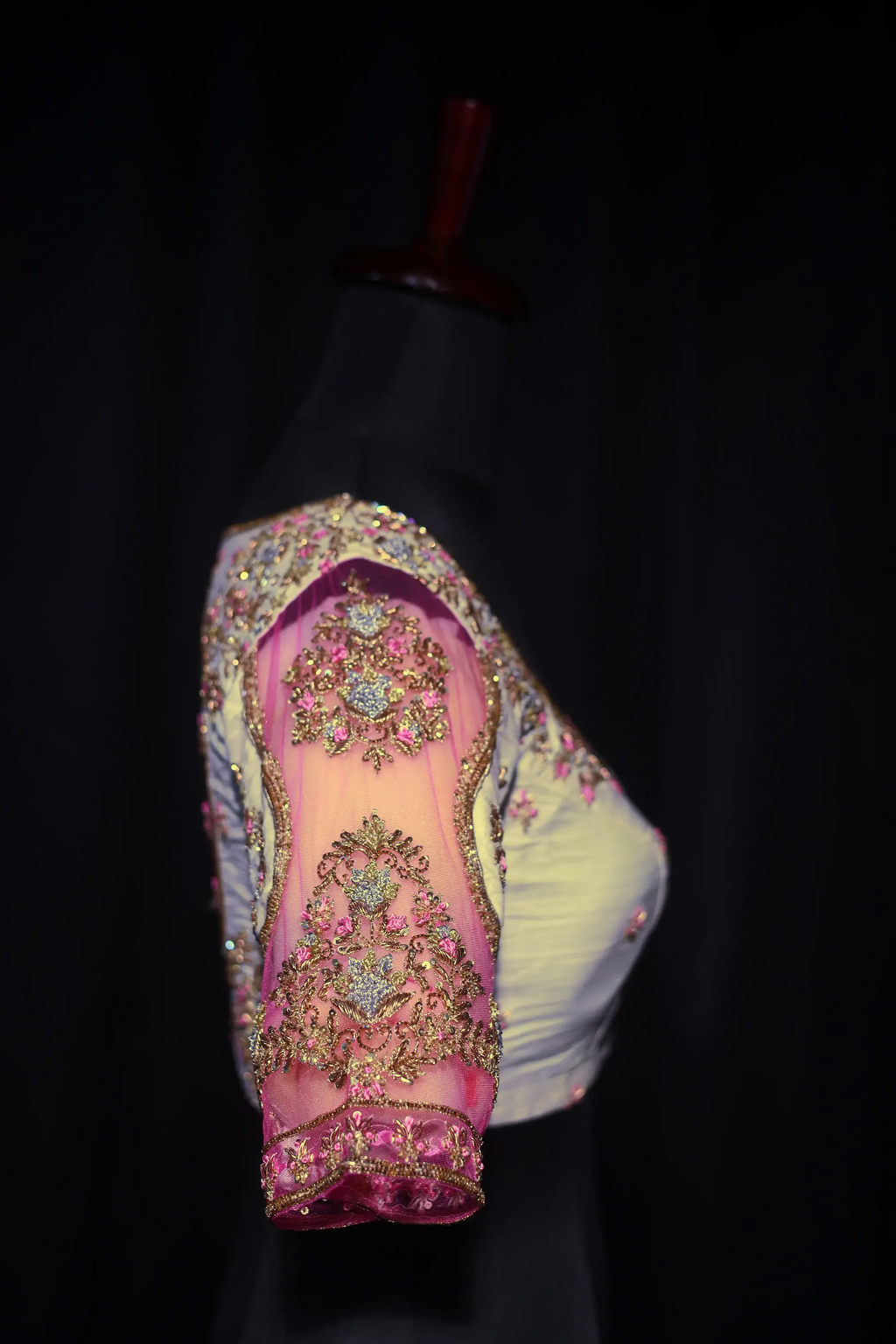 White Raw Silk Blouse For Women Jaal Style Party wear