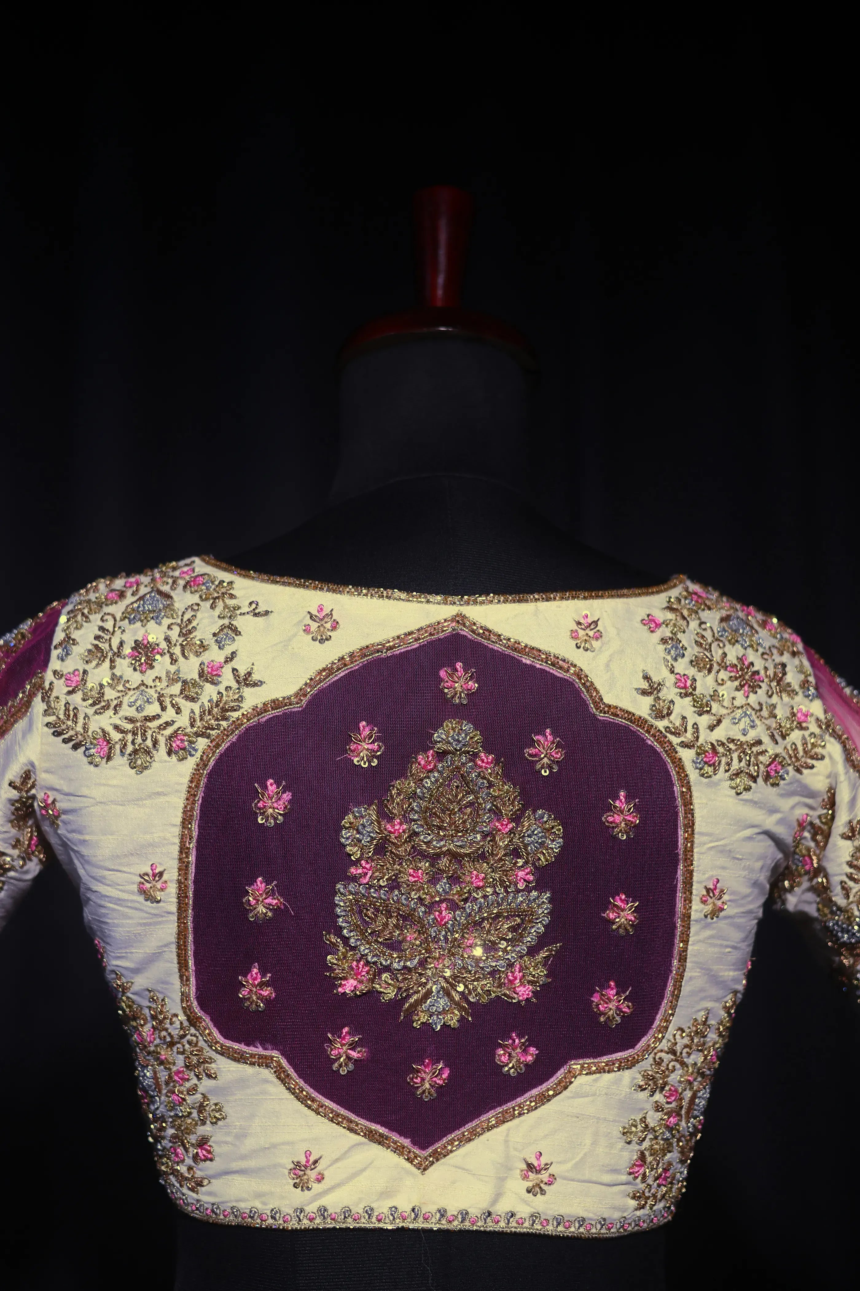 White Raw Silk Blouse For Women Jaal Style Party wear